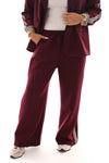 Wijde broek met bies fijne streep bordeaux