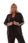 Blazer met bies fijne strepen donkerbruin