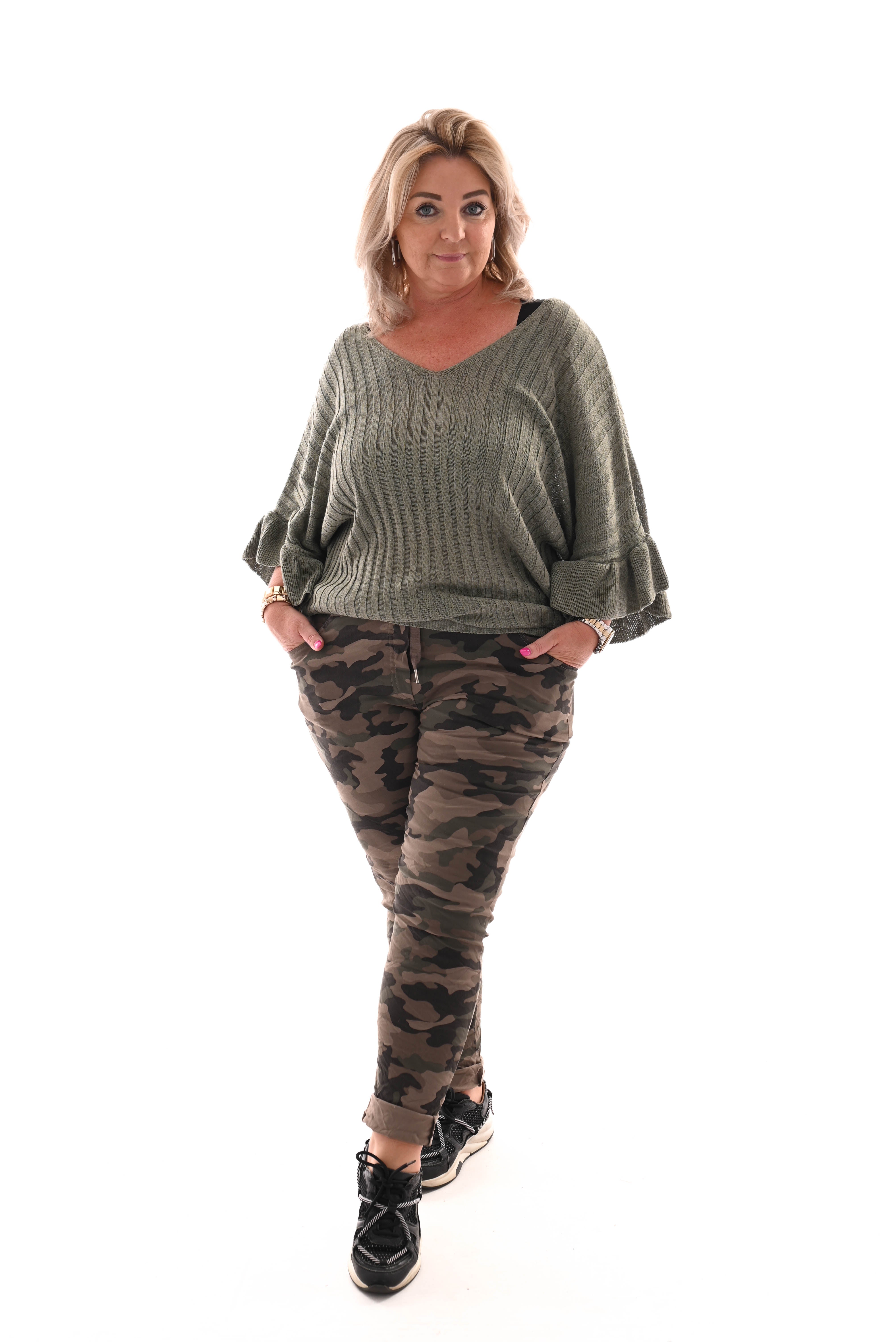 Stretchbroek camouflage bruin/groen