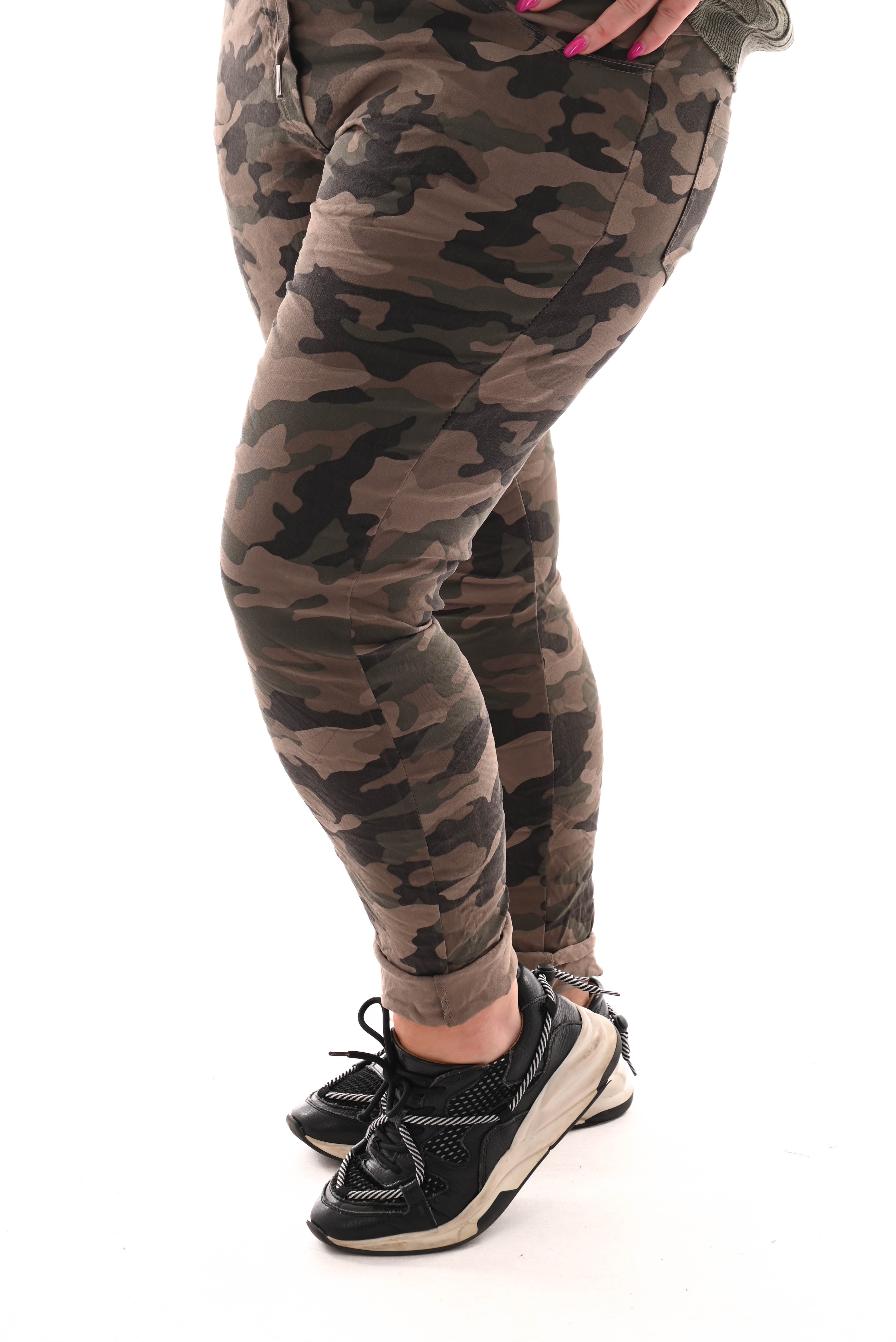 Stretchbroek camouflage bruin/groen
