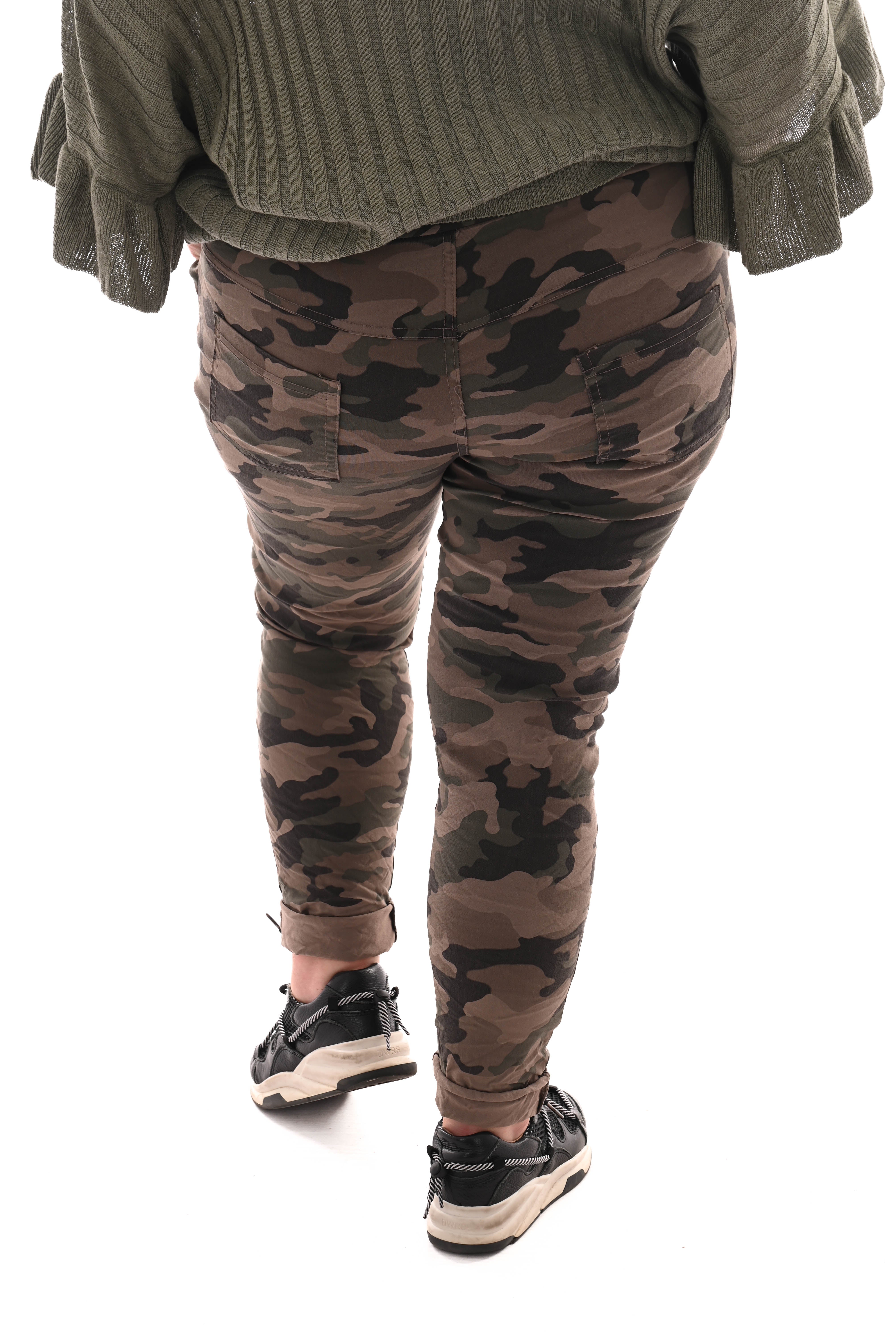 Stretchbroek camouflage bruin/groen