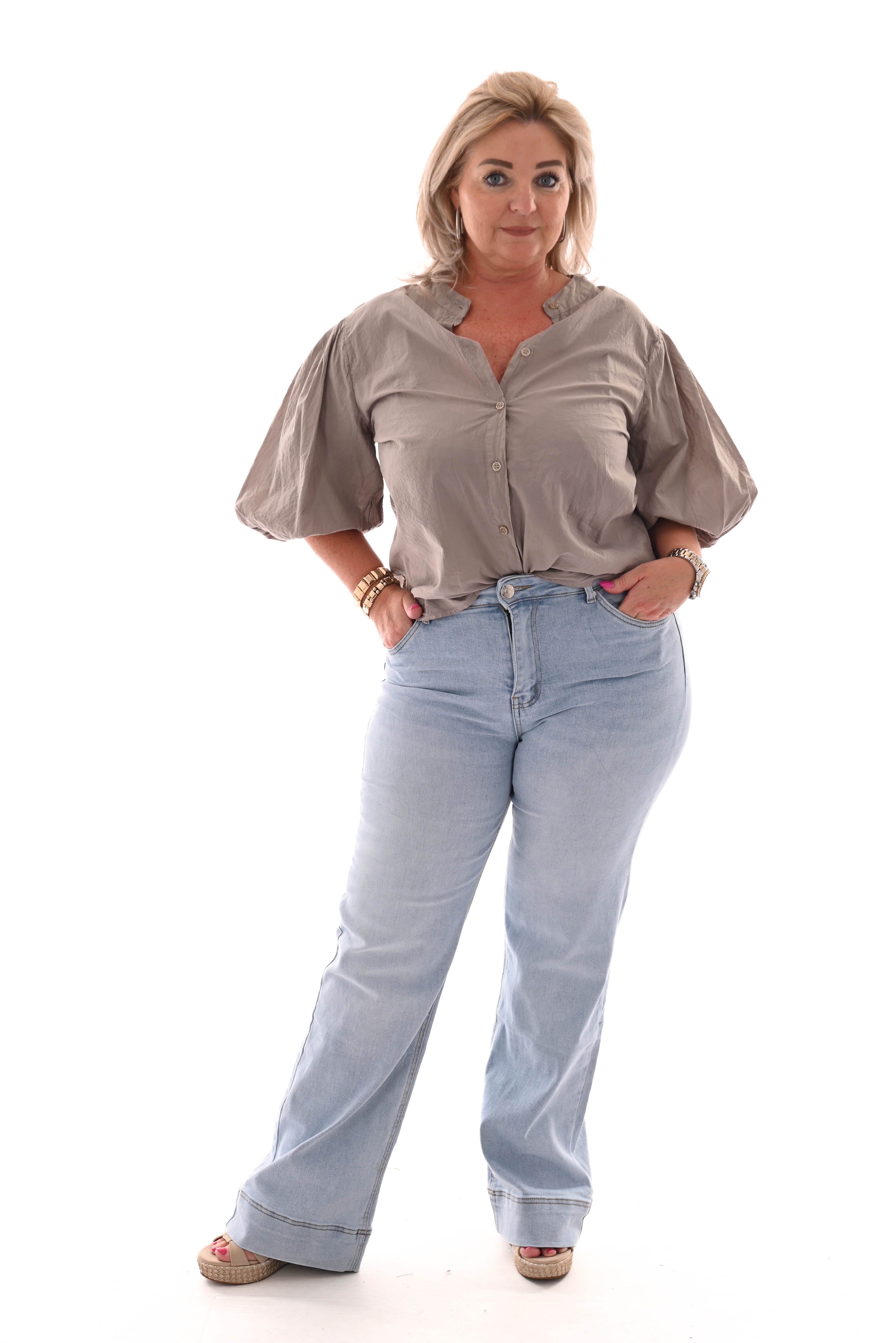 Goodies wide leg met omslag lichtblauw