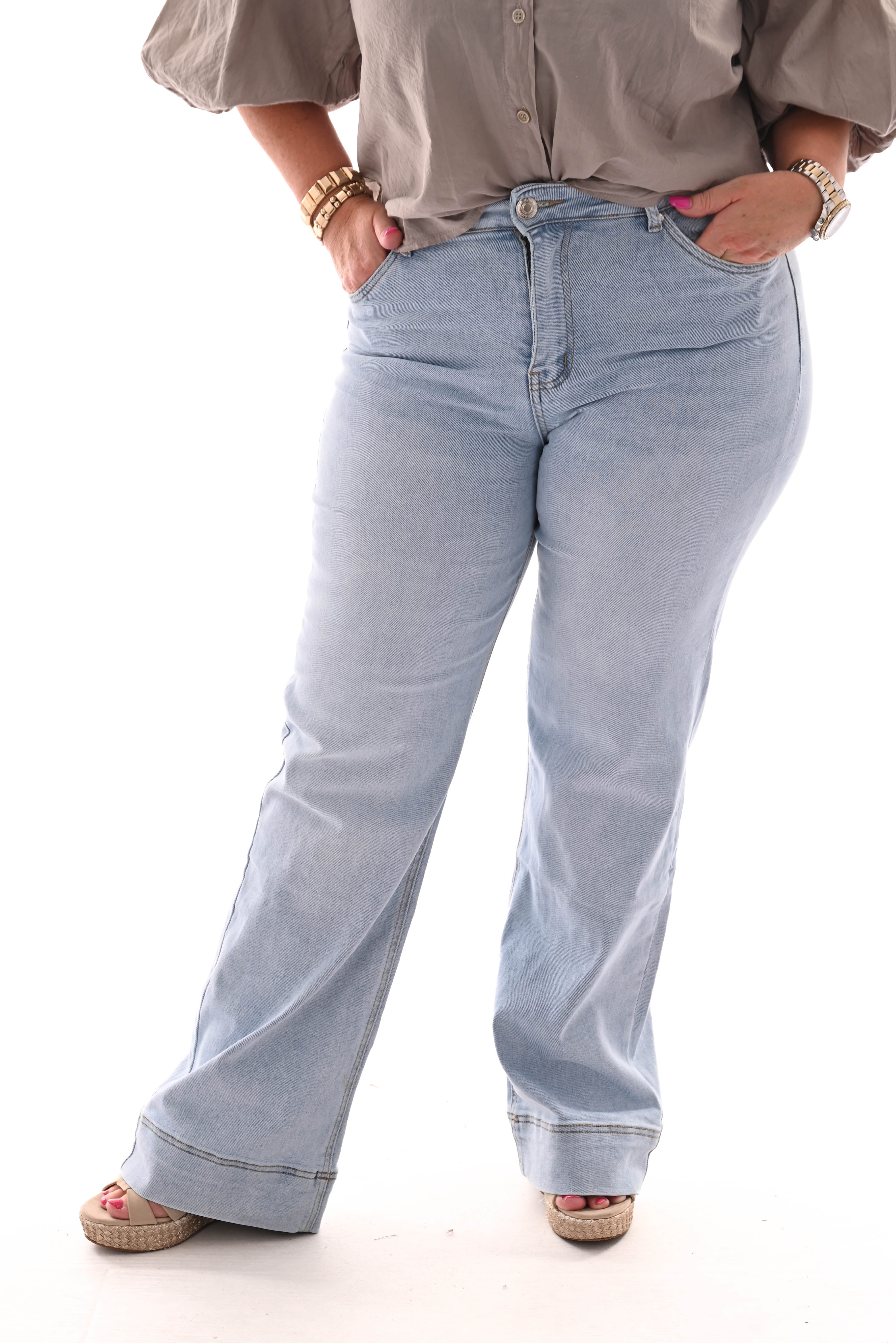 Goodies wide leg met omslag lichtblauw