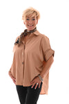 Korte blouse broche knopen camel