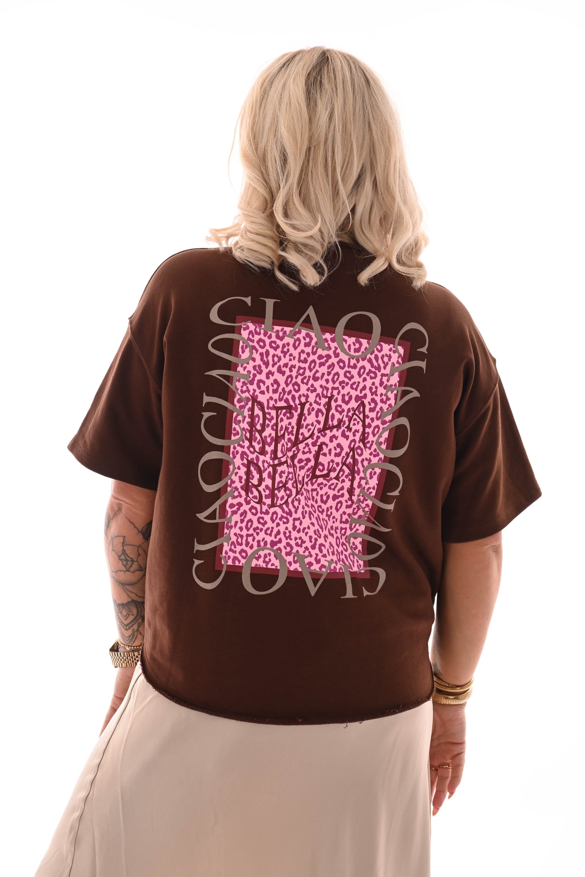 Sweater korte mouwen ciao bella bruin