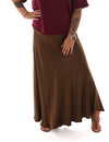 Lange silky rok donkerbruin