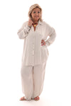Tweedelig pak silky uni roomwit