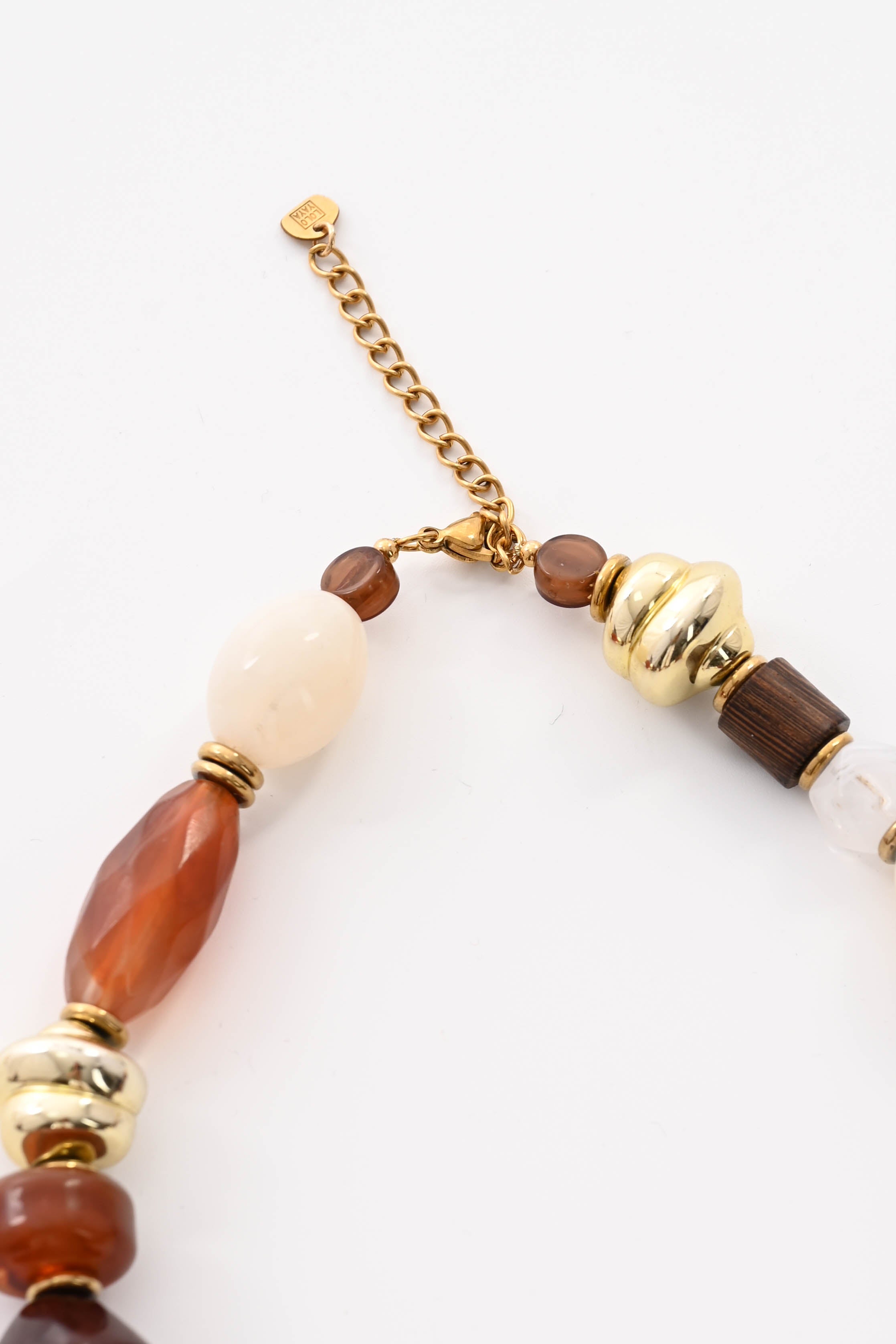 Ketting grote kralen hart bruin