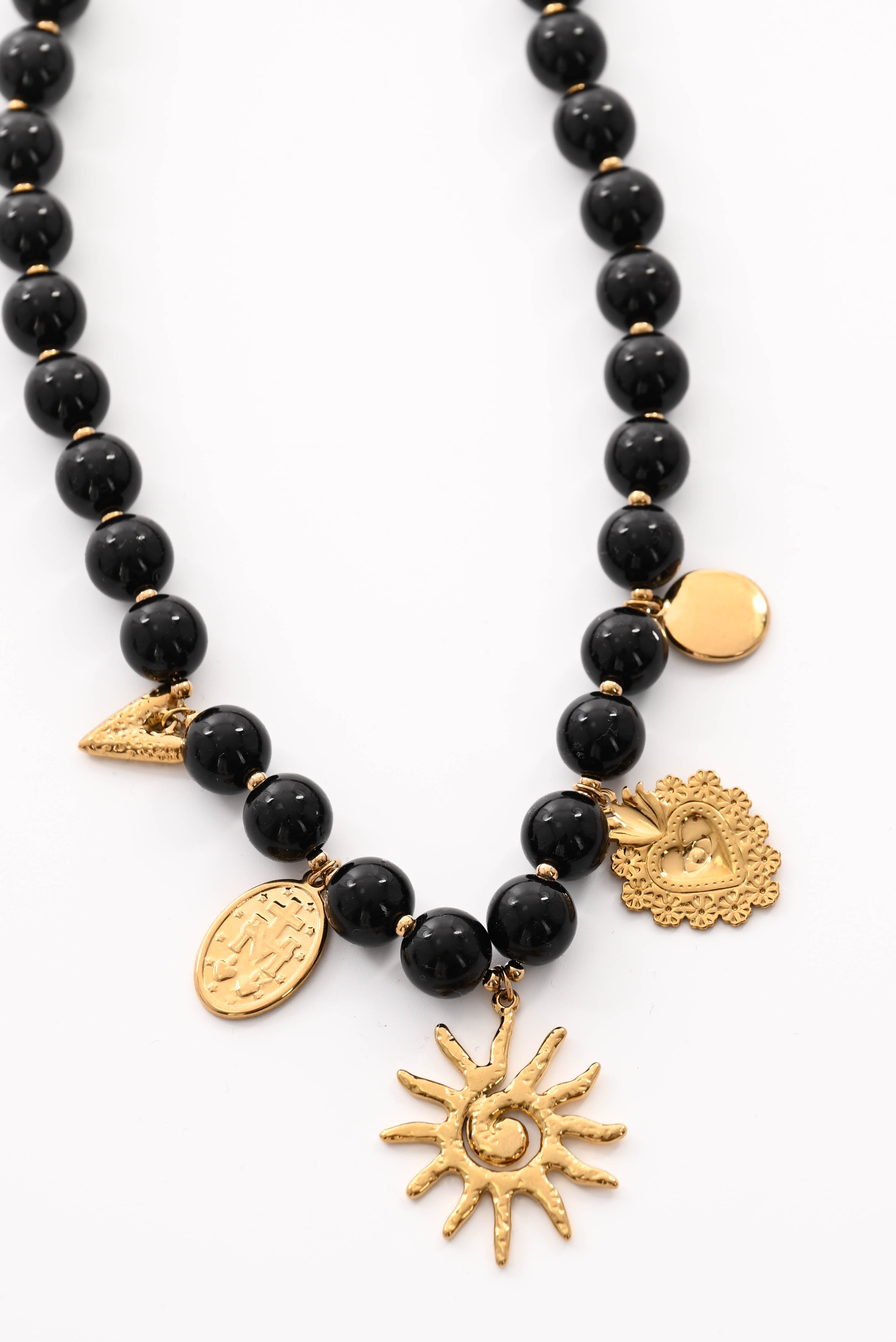 Ketting kralen mix zwart