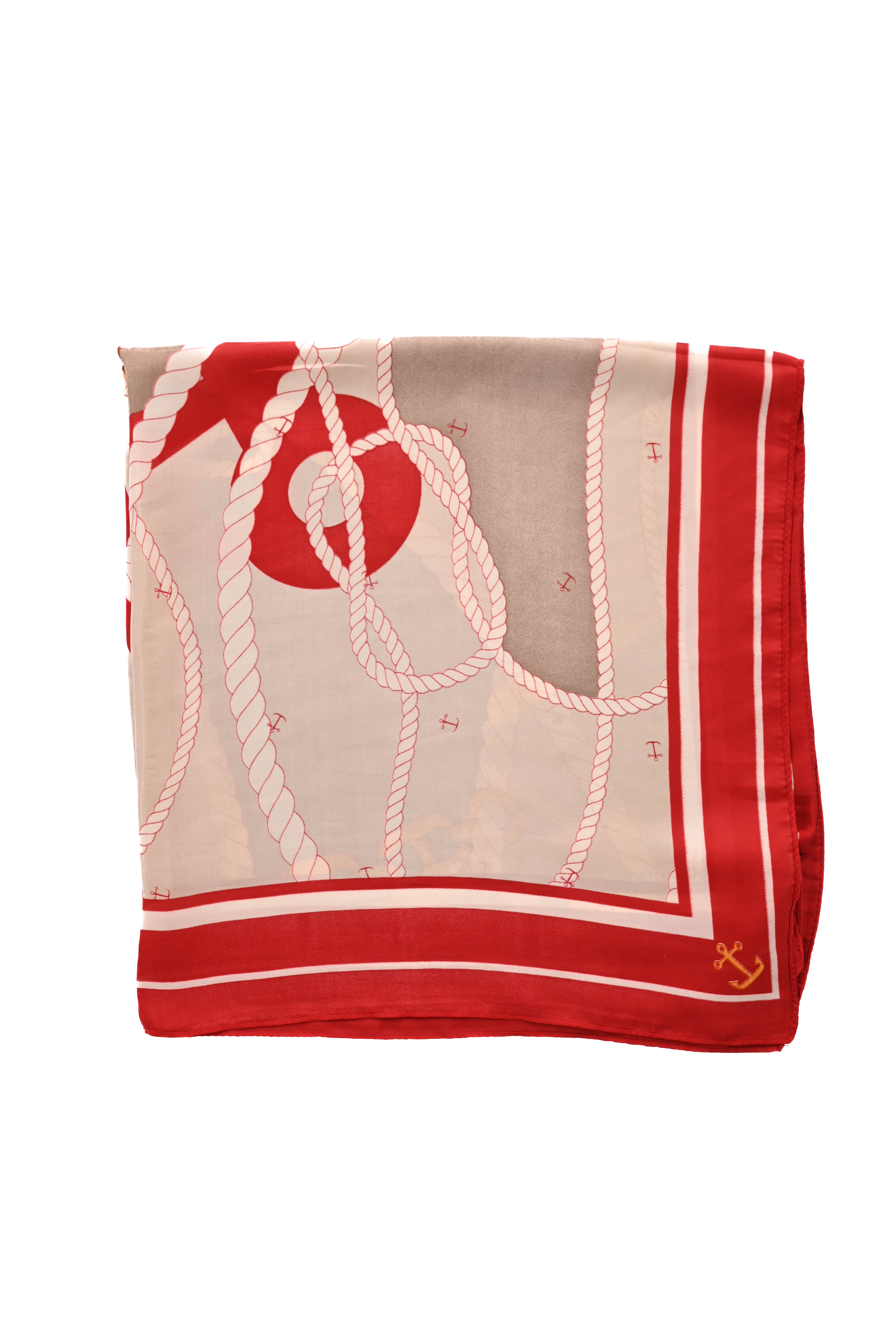 Kort sjaaltje ketting rood/beige