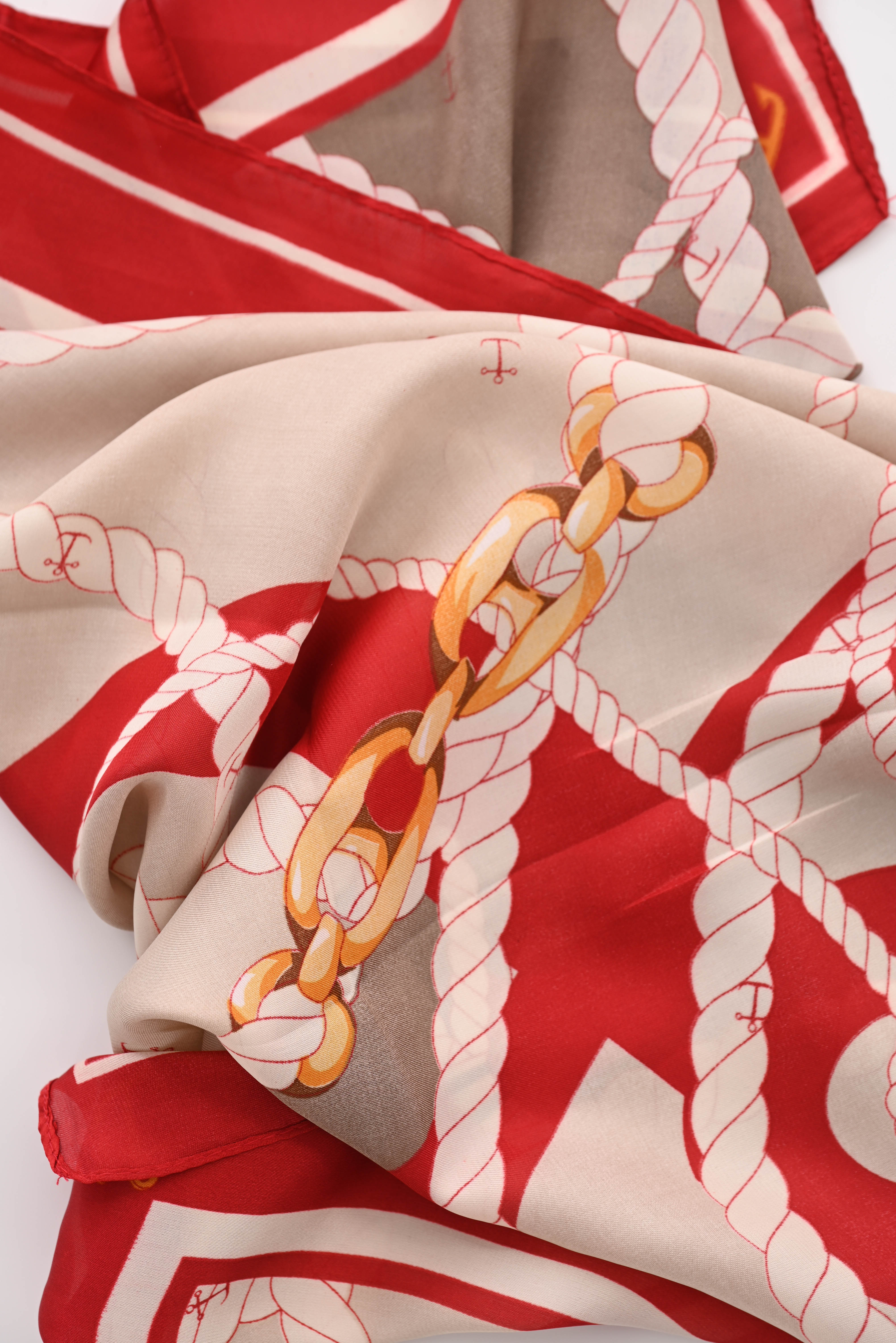 Kort sjaaltje ketting rood/beige
