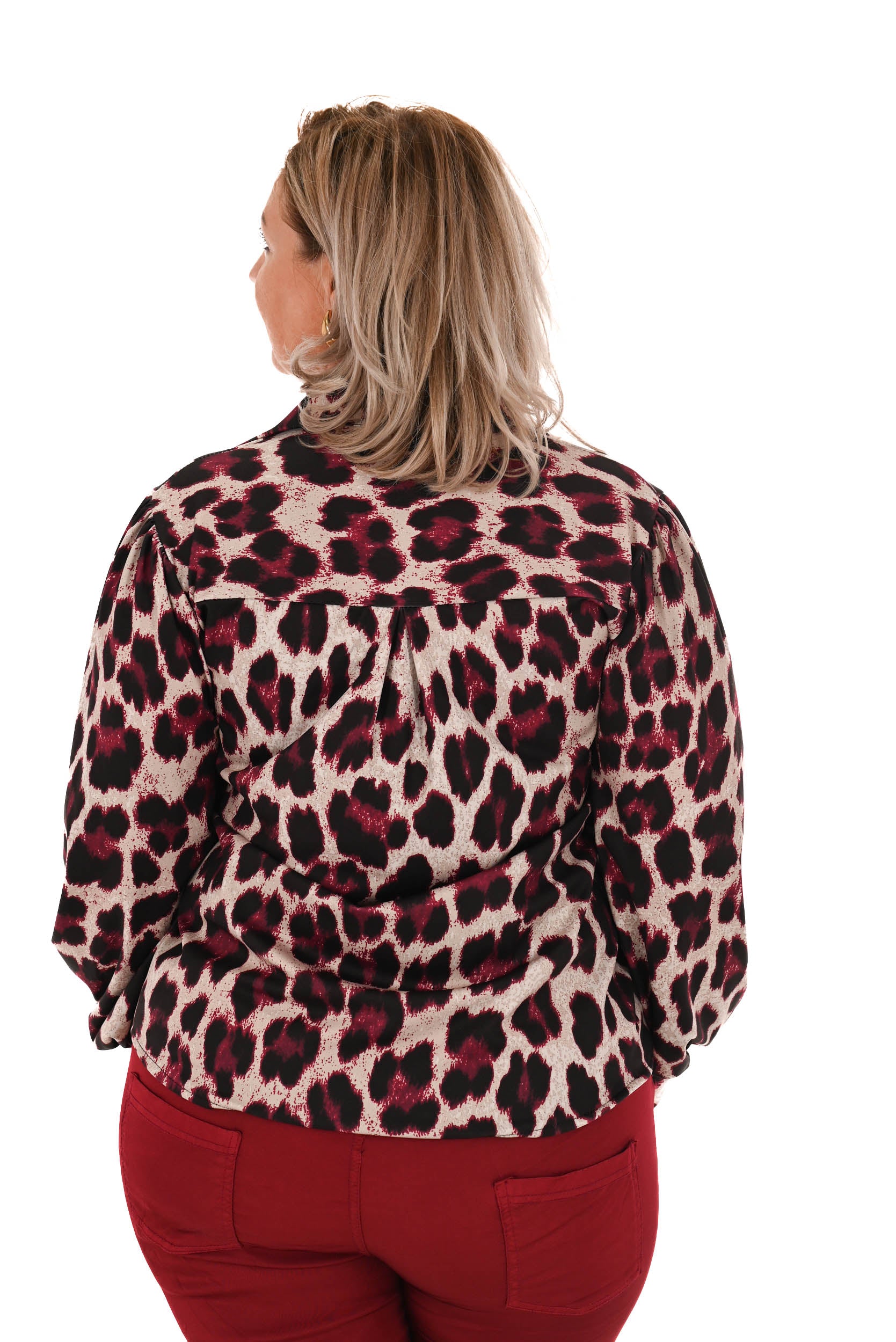 Travel blouse panterprint magenta