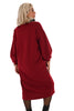 Sweater dress met zakken rood