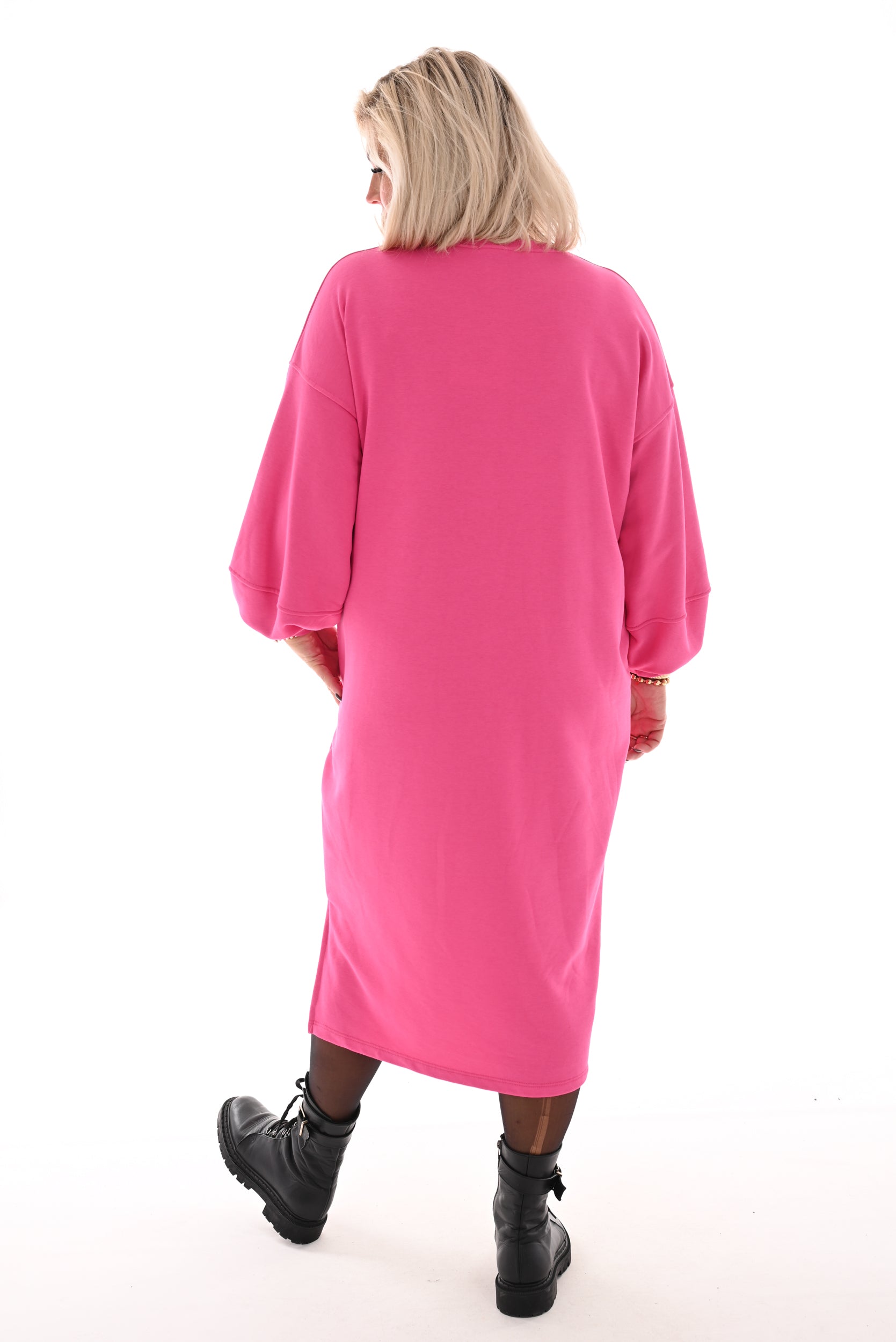 Sweater dress met zakken roze