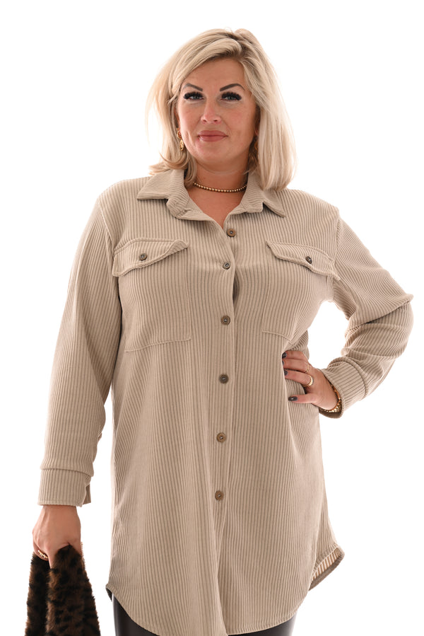 Lange corduroy blouse beige