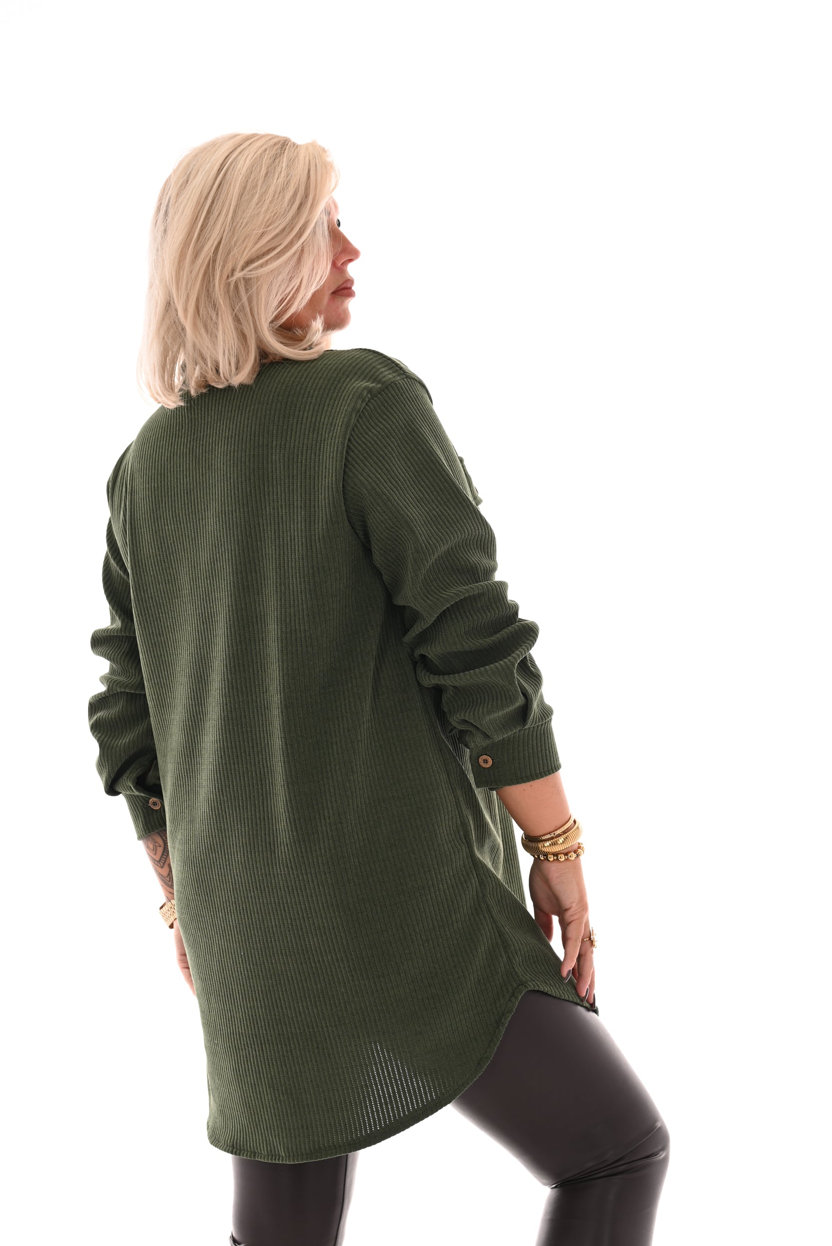 Lange corduroy blouse olijf groen