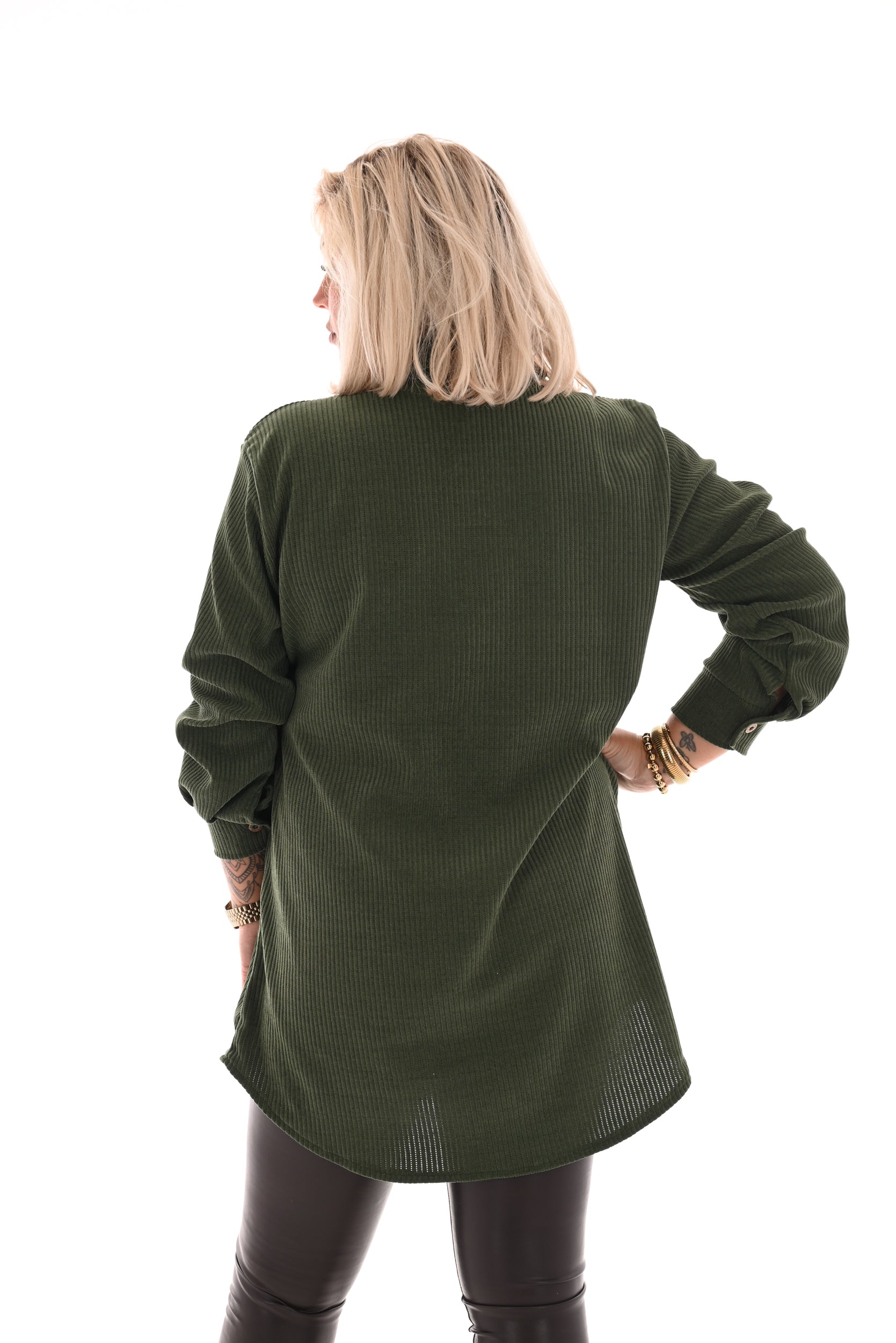 Lange corduroy blouse olijf groen