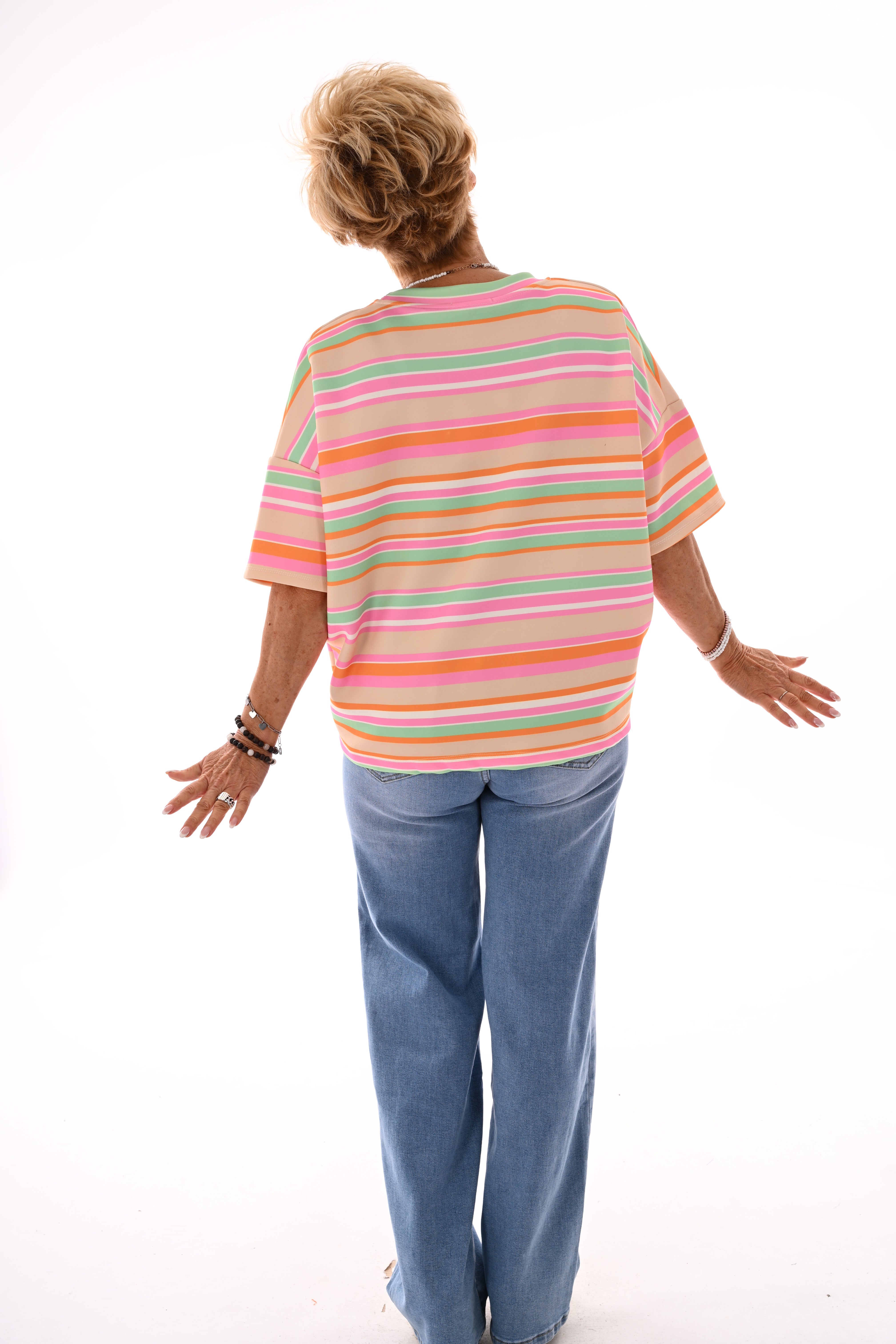 Sweatshirt strepen lichtgeel