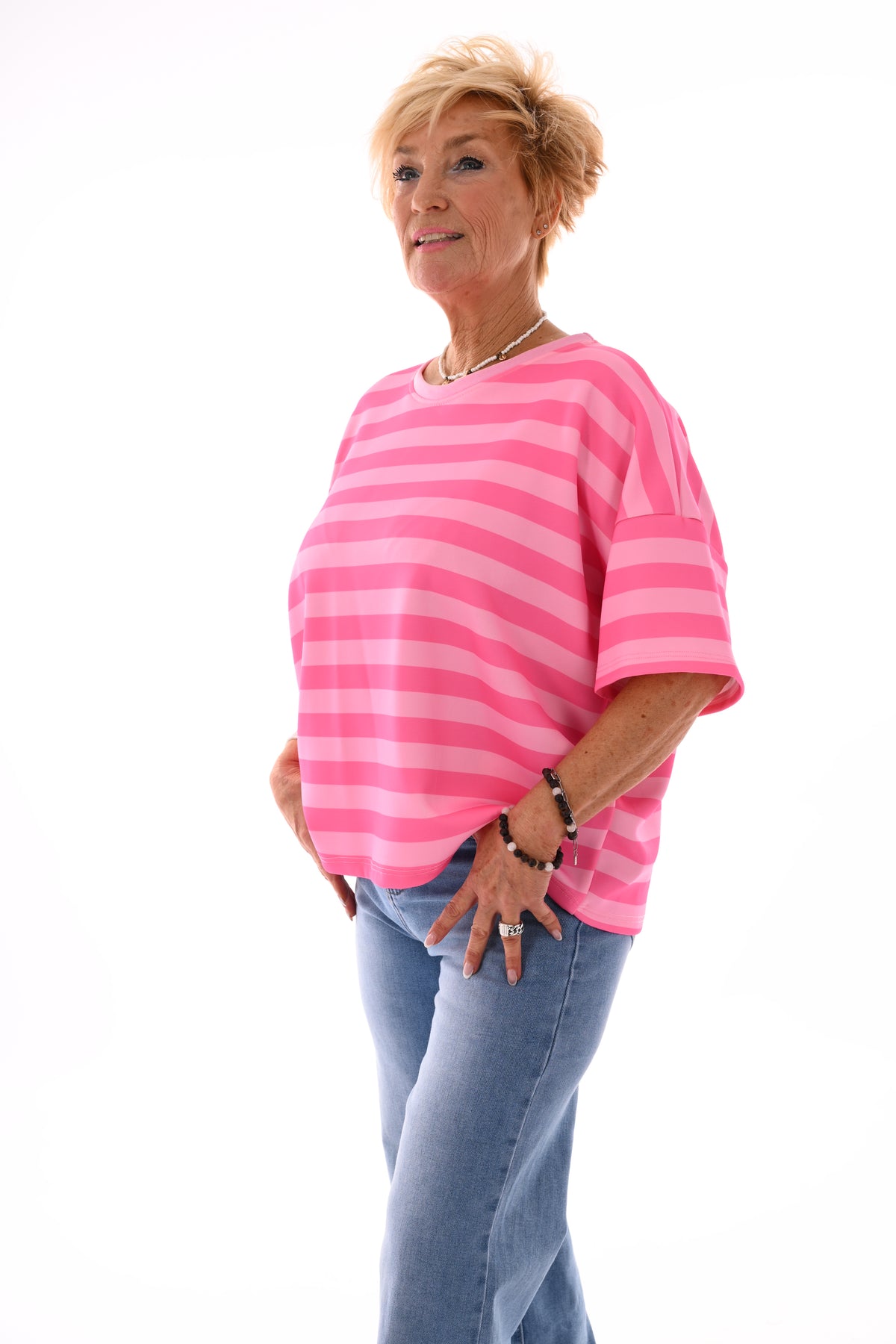 Sweatshirt strepen roze