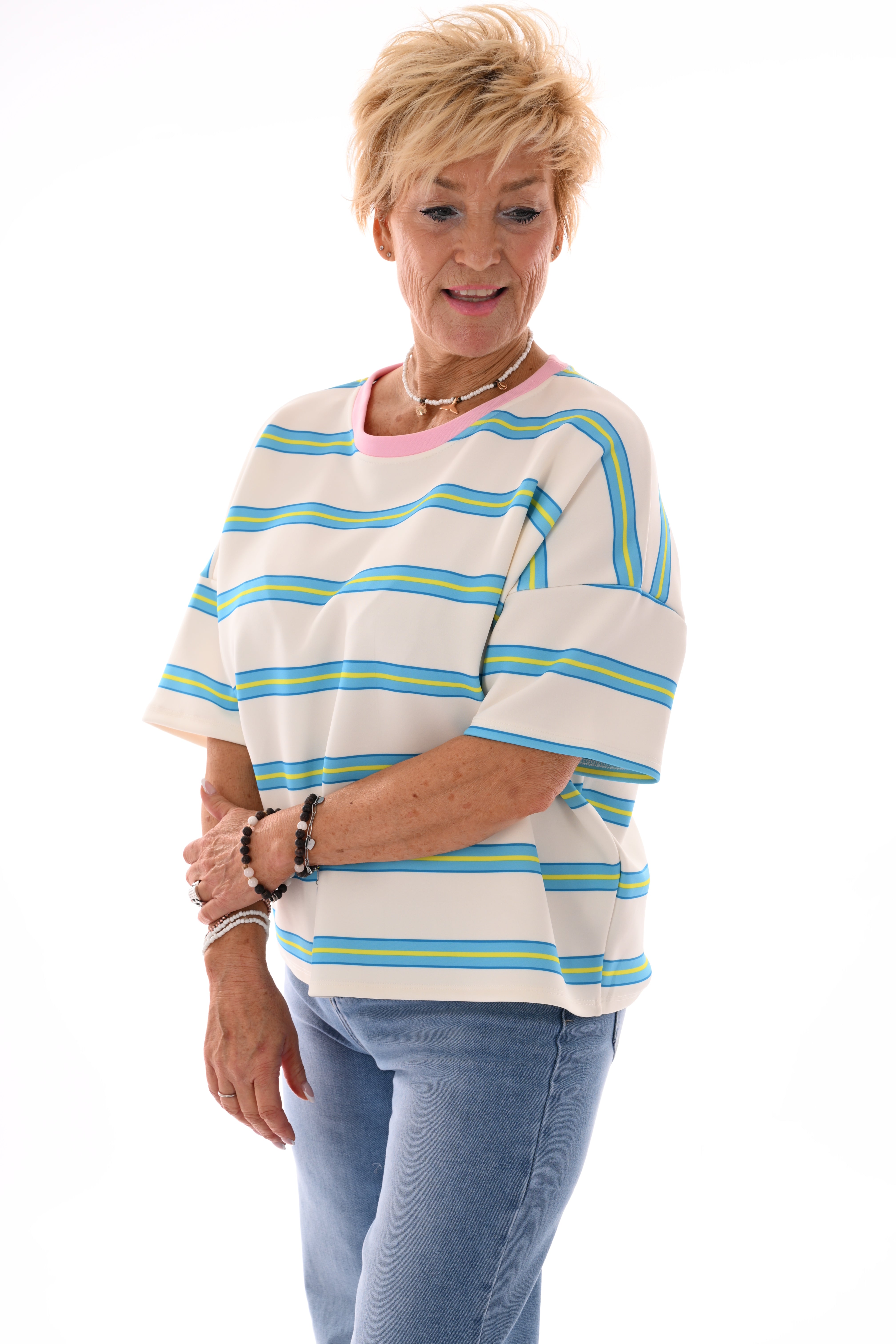 Sweatshirt strepen lichtblauw