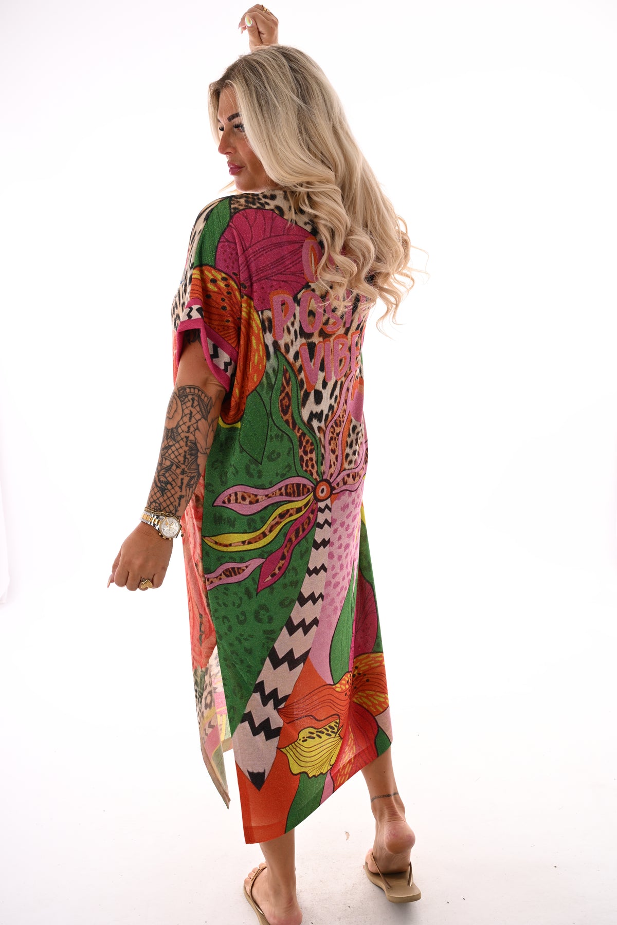 Jurk tropical koraal/groen
