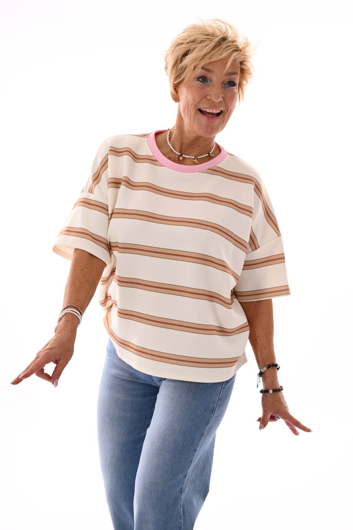 Sweatshirt strepen camel