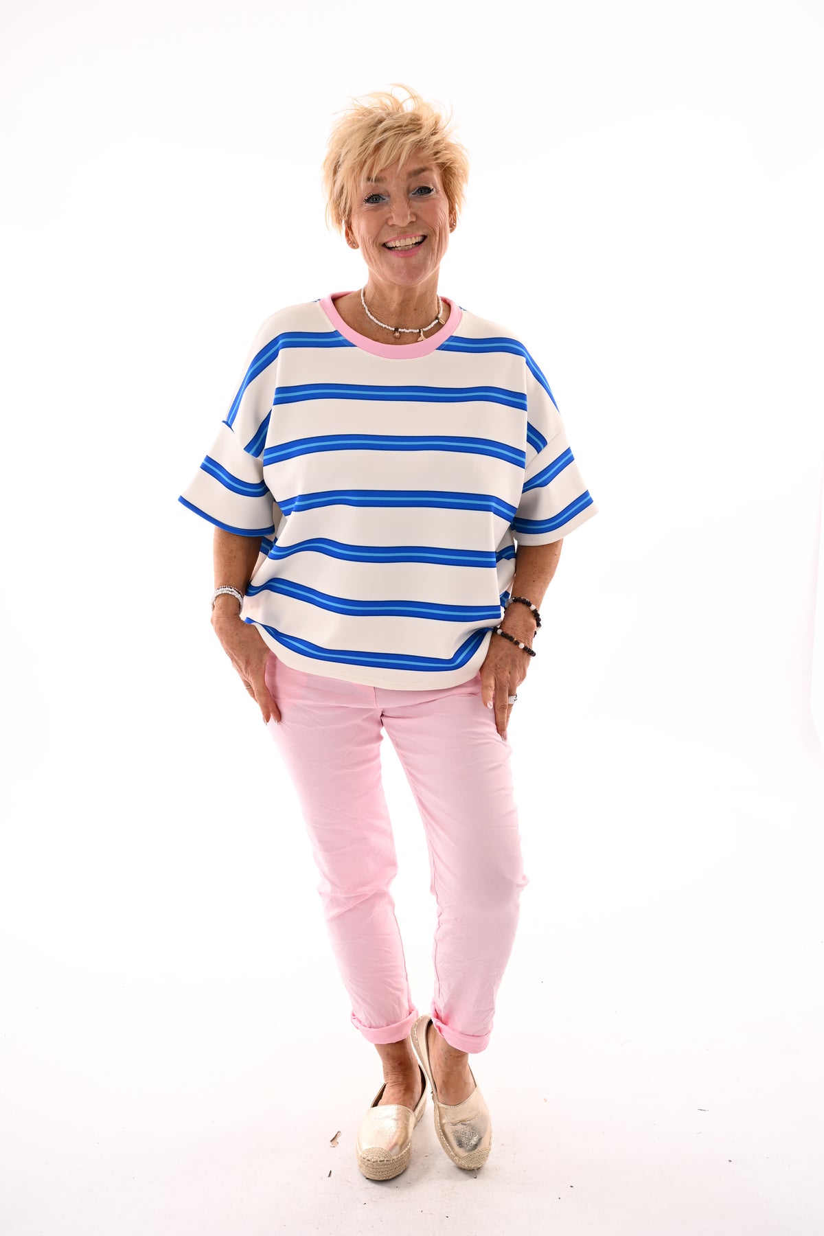 Sweatshirt strepen kobaltblauw