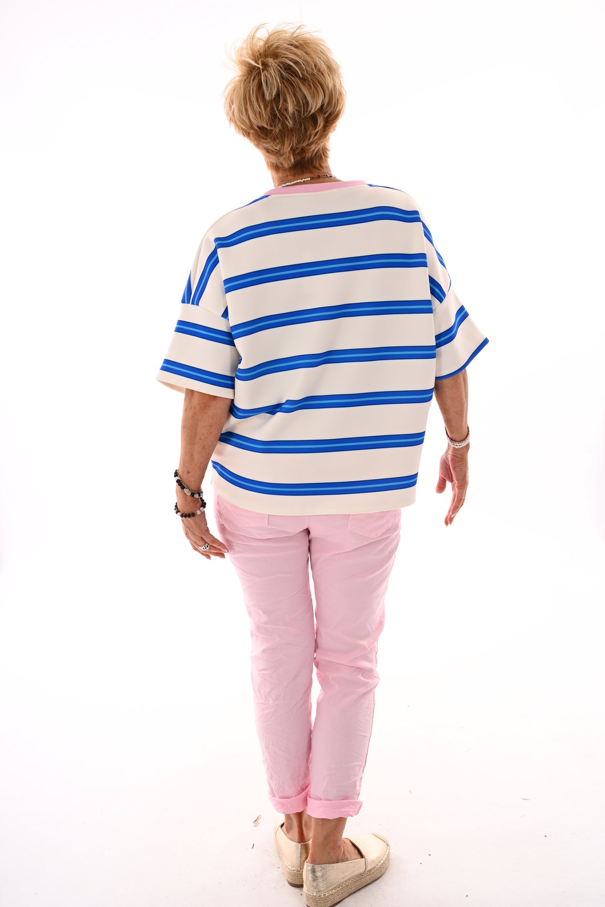 Sweatshirt strepen kobaltblauw