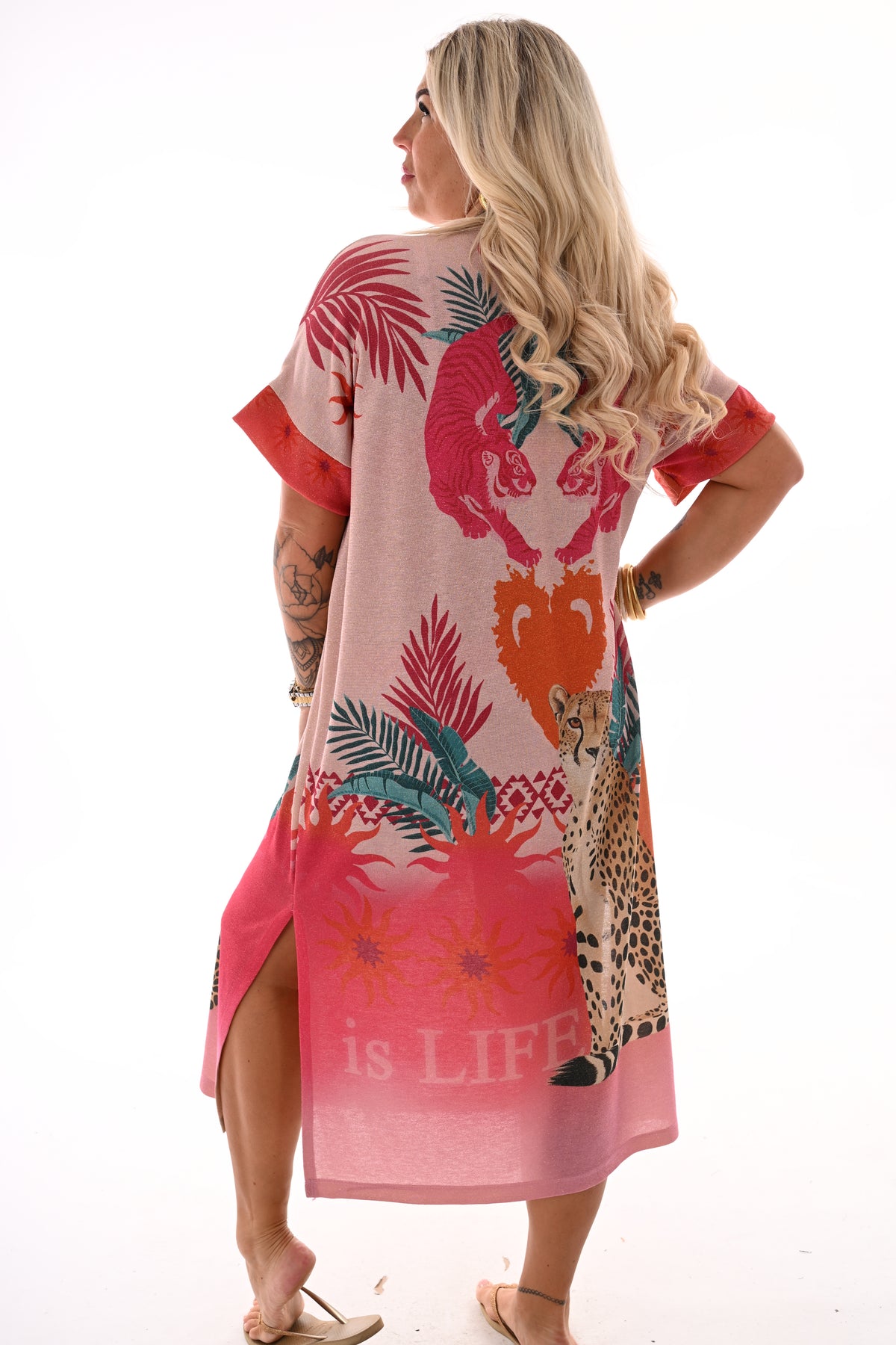 Jurk tropical lichtroze