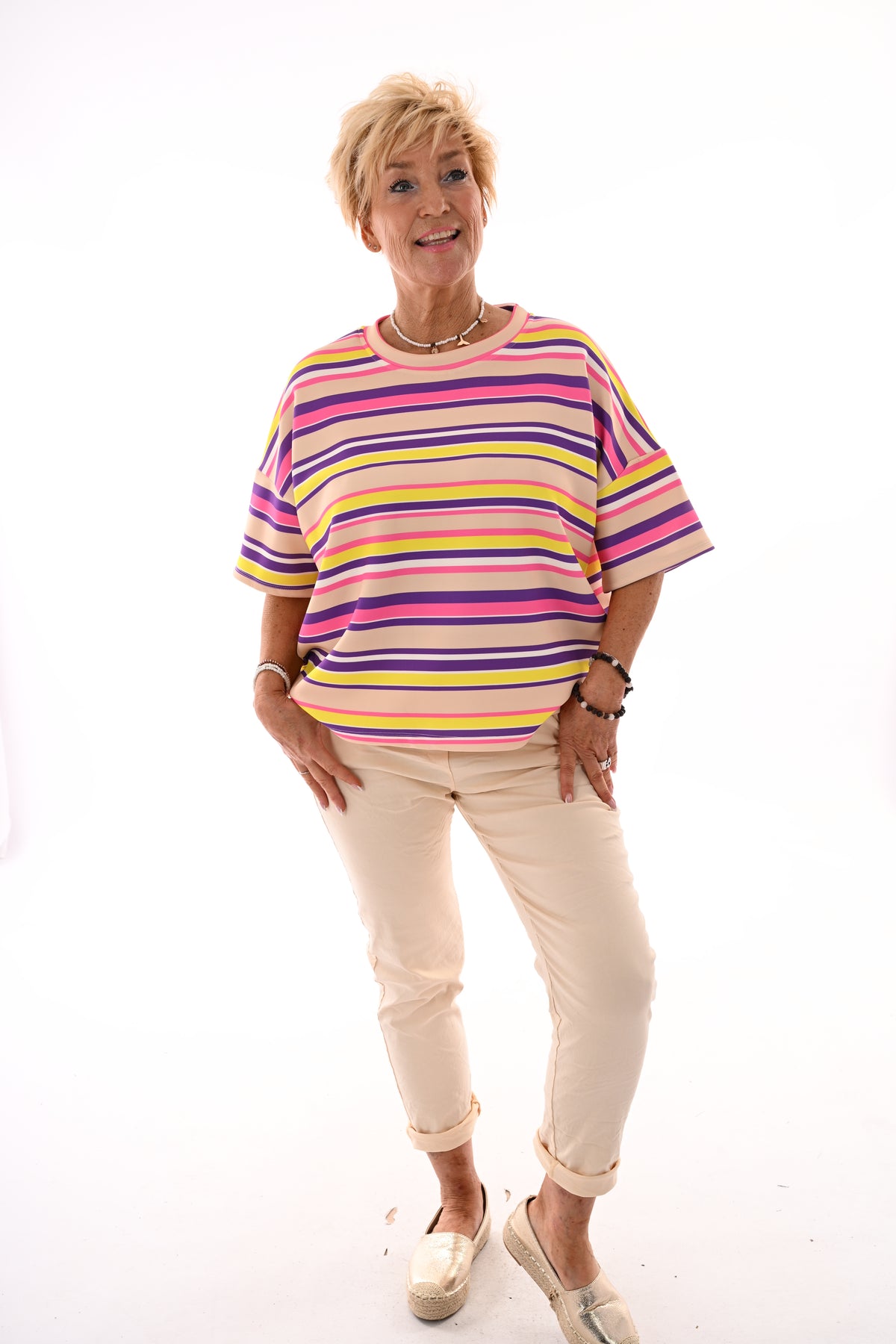 Sweatshirt strepen paars