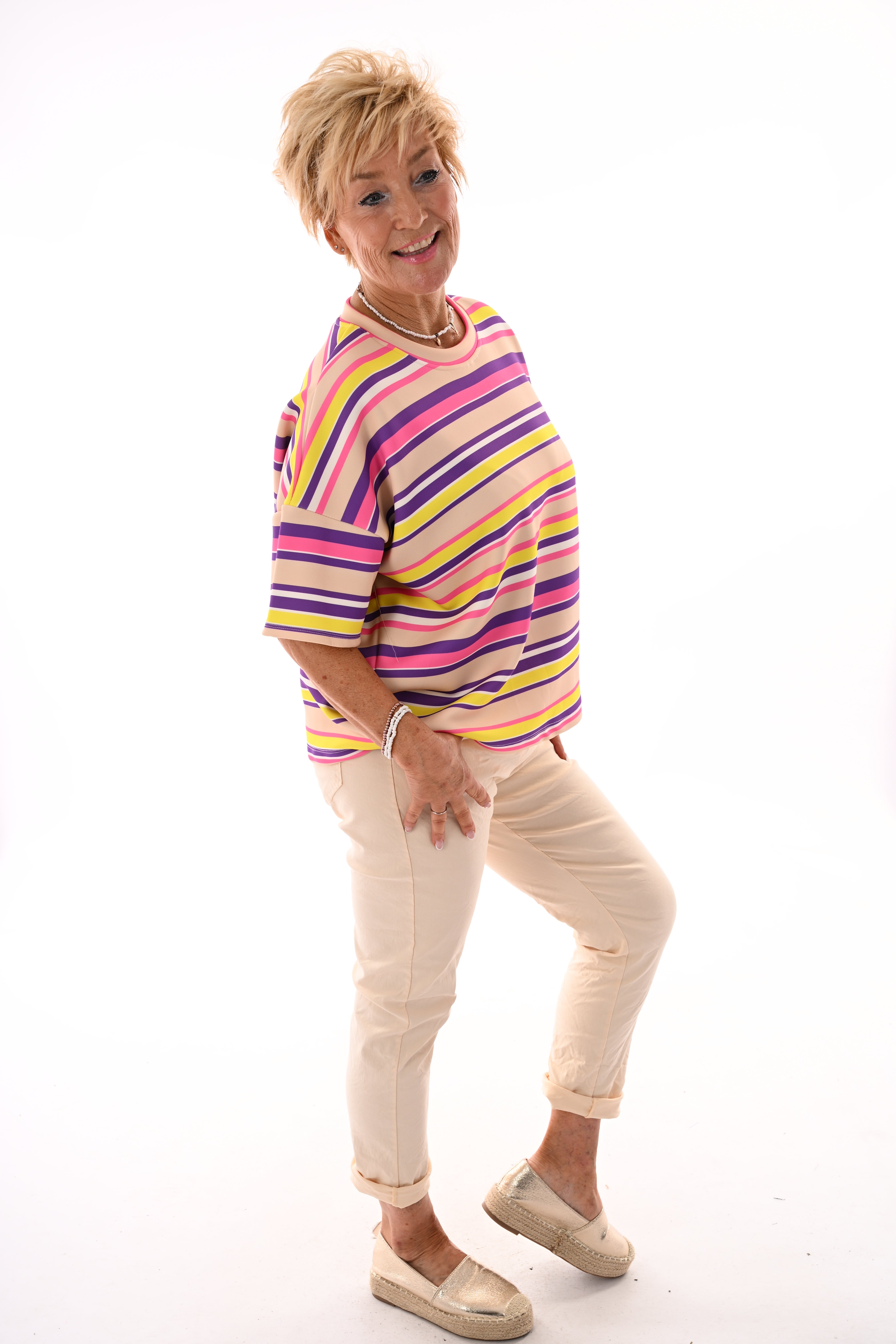 Sweatshirt strepen paars