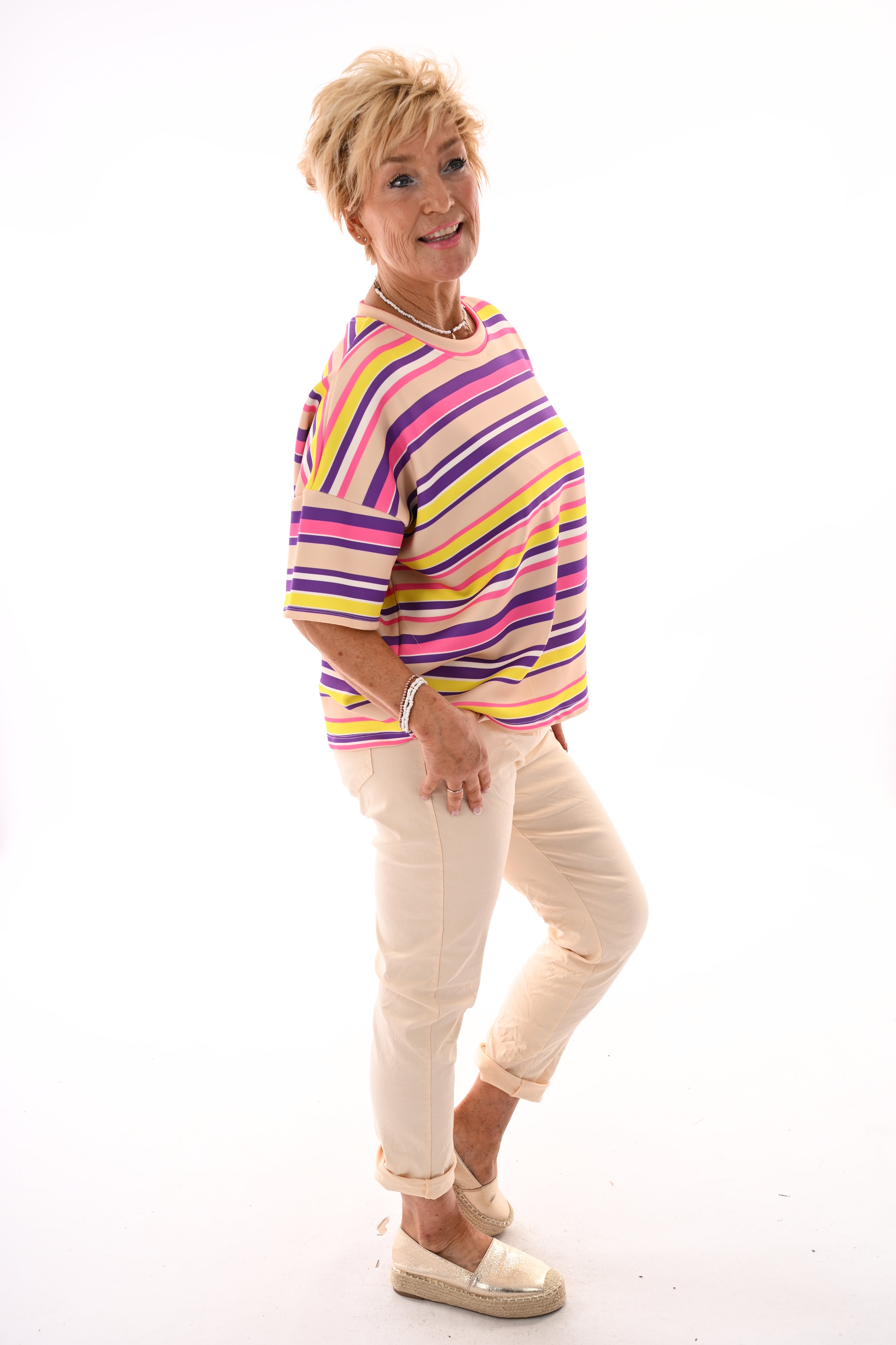 Sweatshirt strepen paars