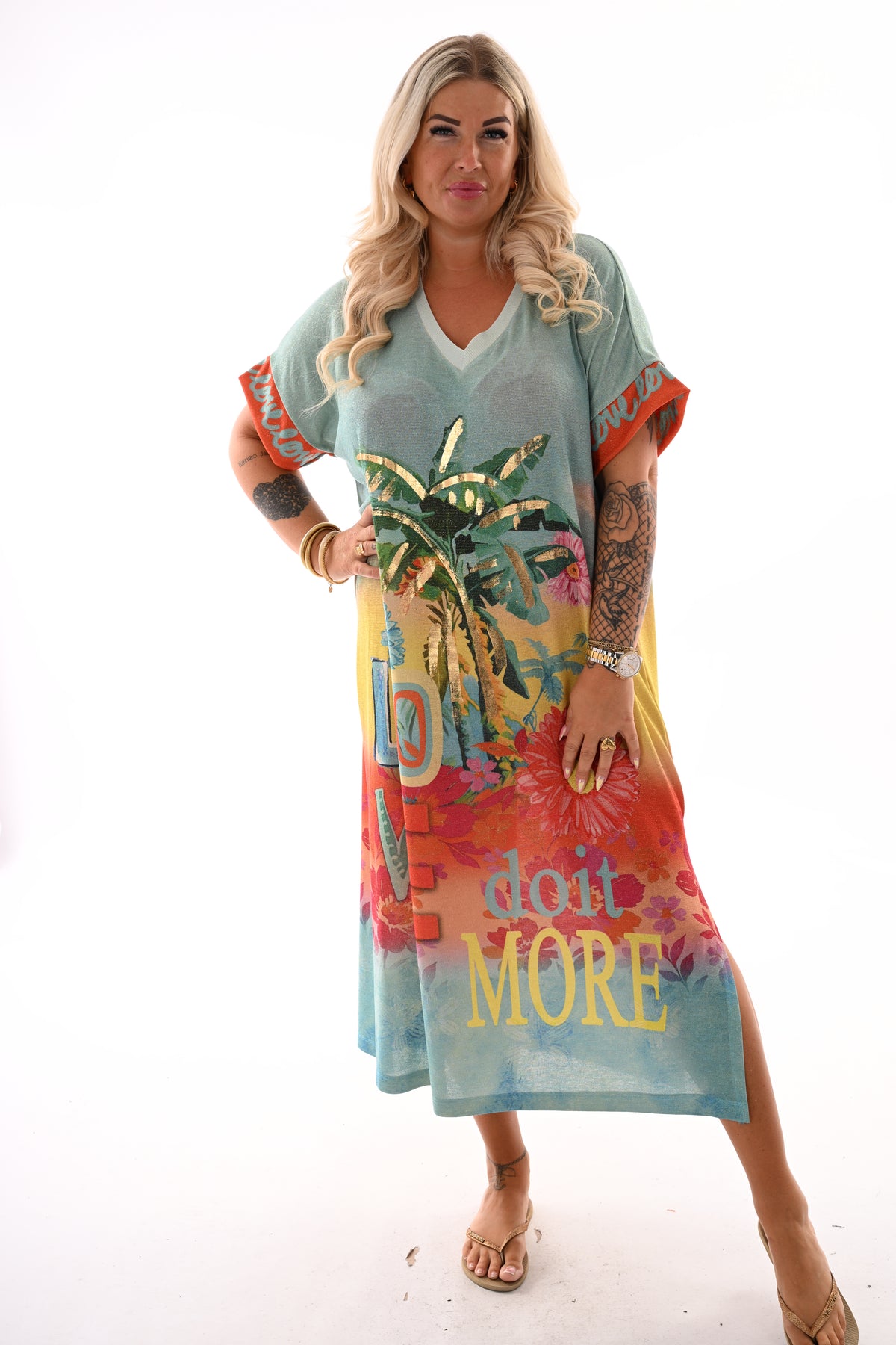 Jurk tropical turquoise