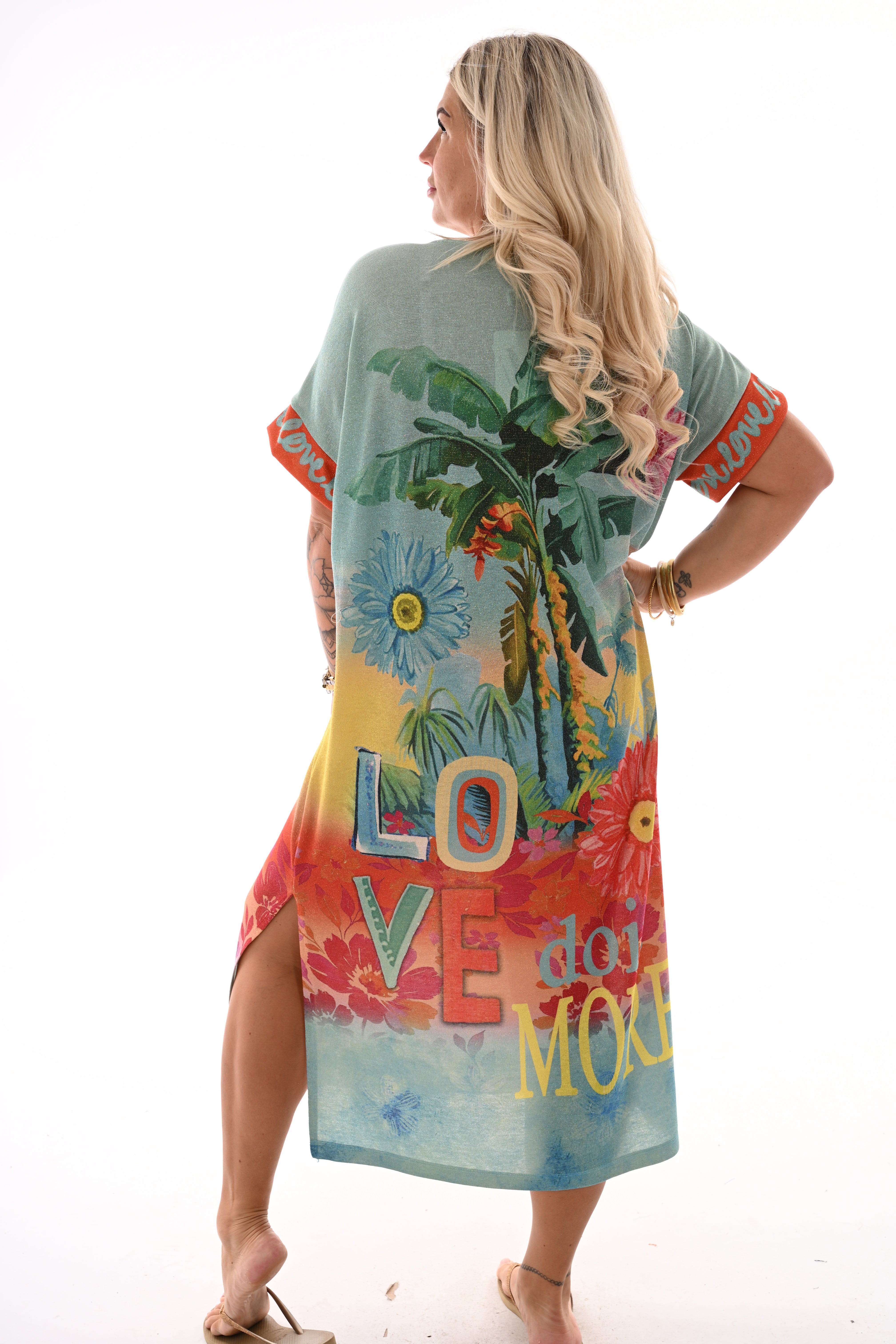Jurk tropical turquoise