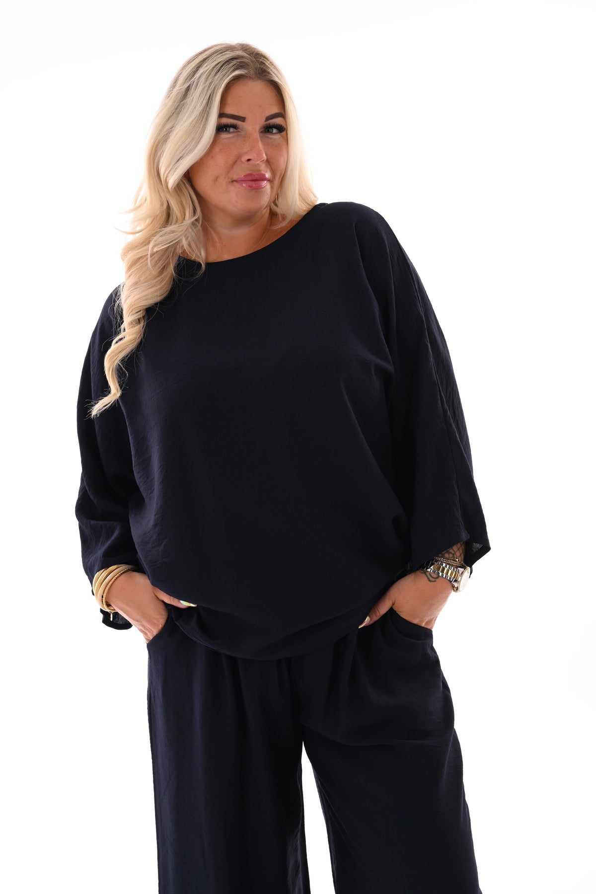 Tweedelig basic set marineblauw