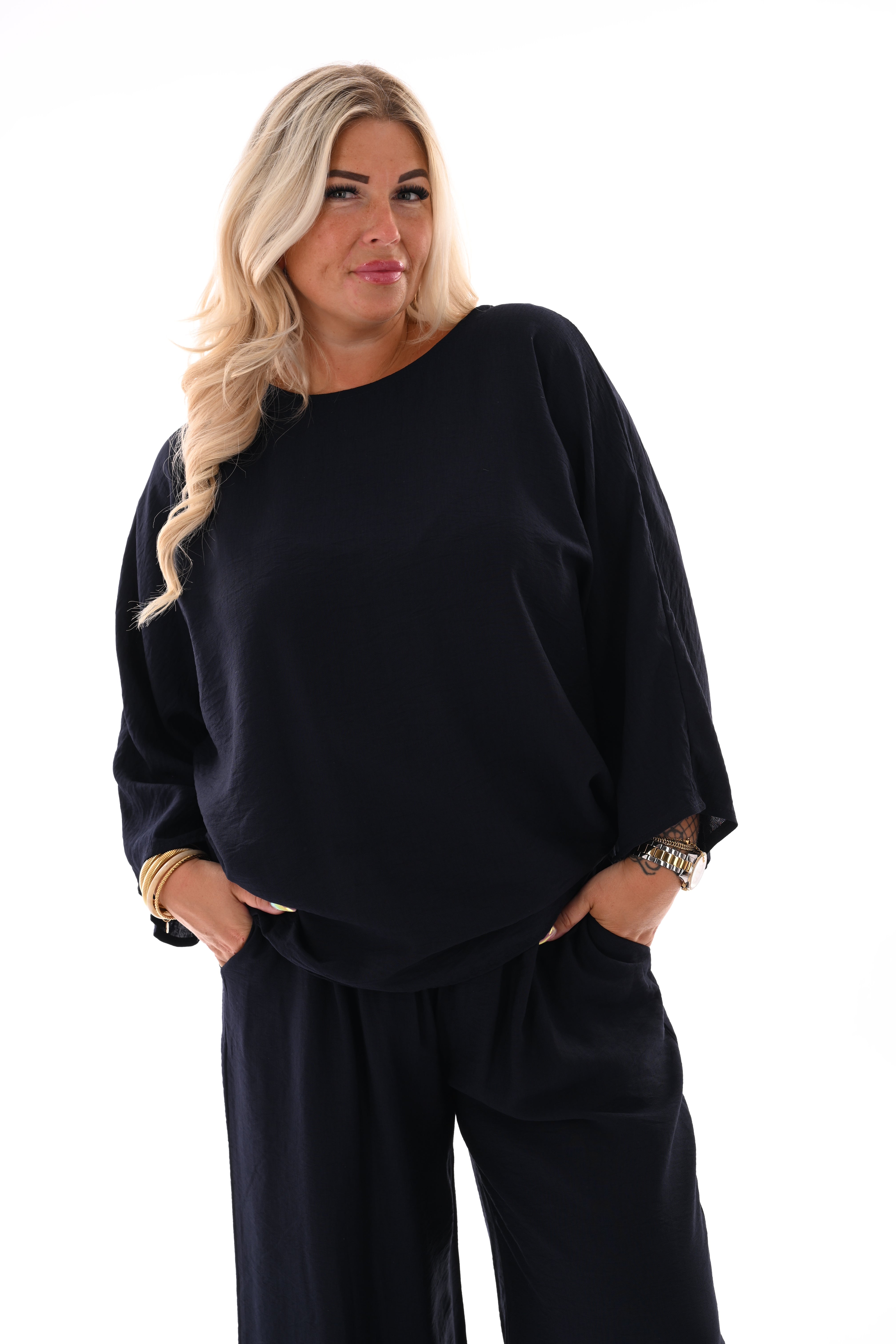 Tweedelig basic set marineblauw