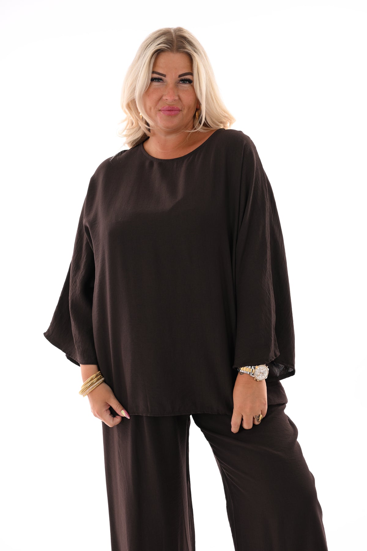 Tweedelig basic set donkerbruin