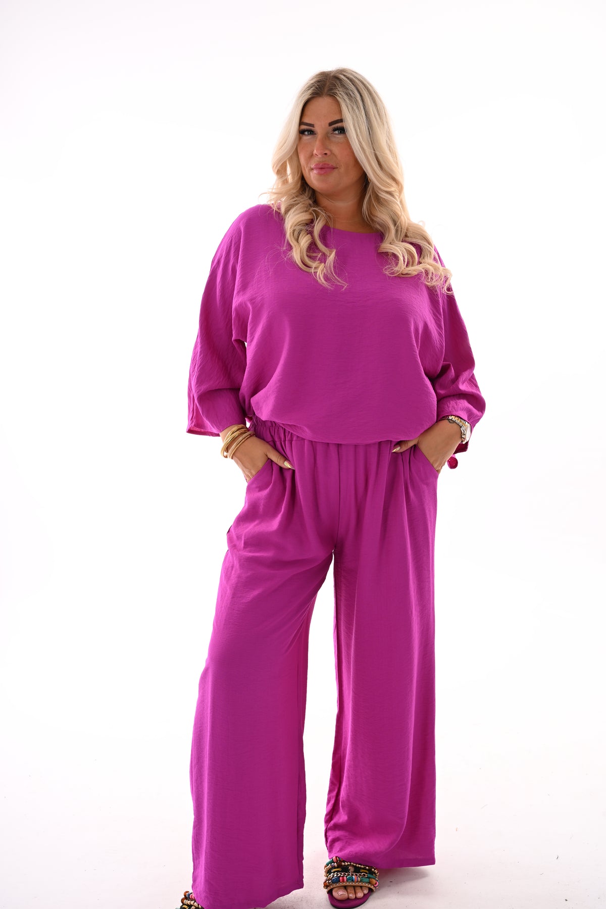 Tweedelig basic set magenta