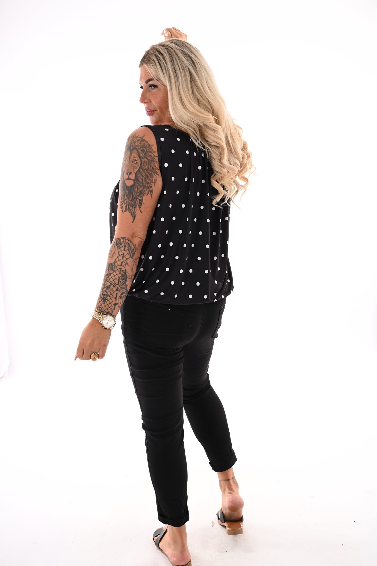 Top dots mouwloos zwart