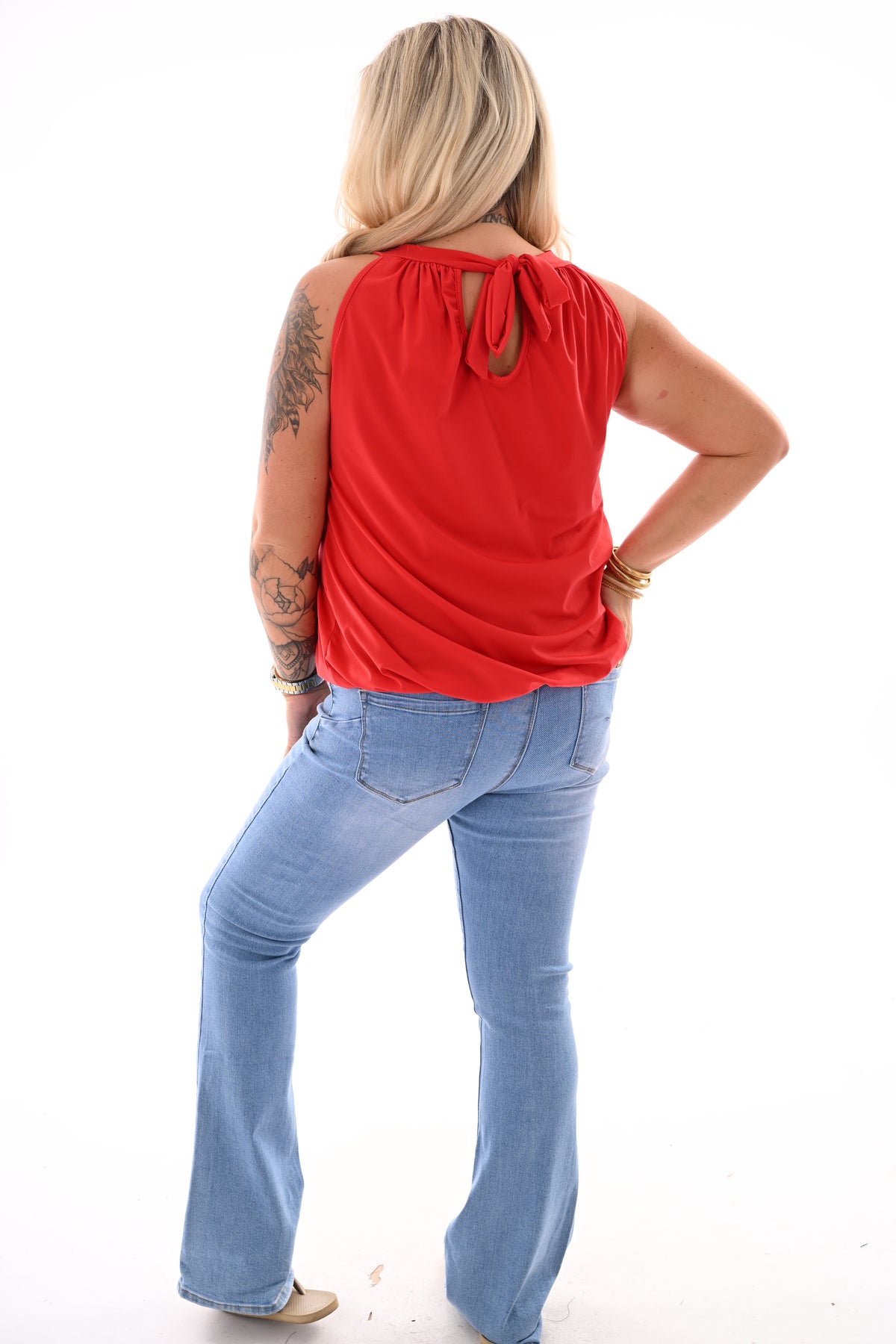 Halter top uni rood
