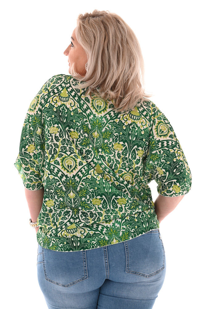 Top met knoop detail barok groen