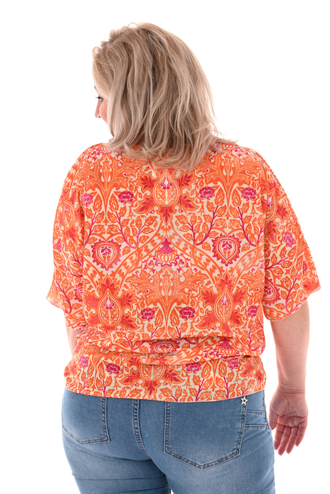 Top met knoop detail barok oranje