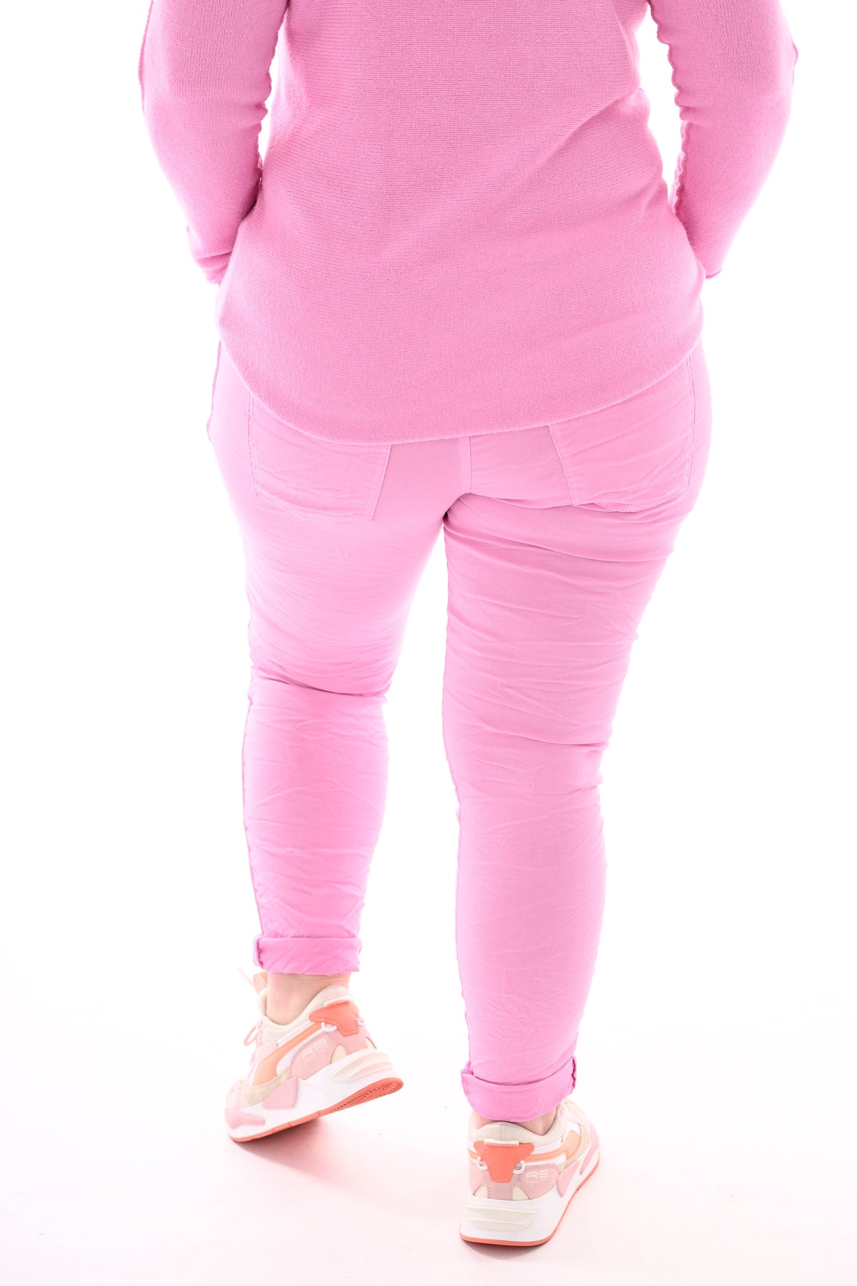 Stretchbroek met glitterbies roze