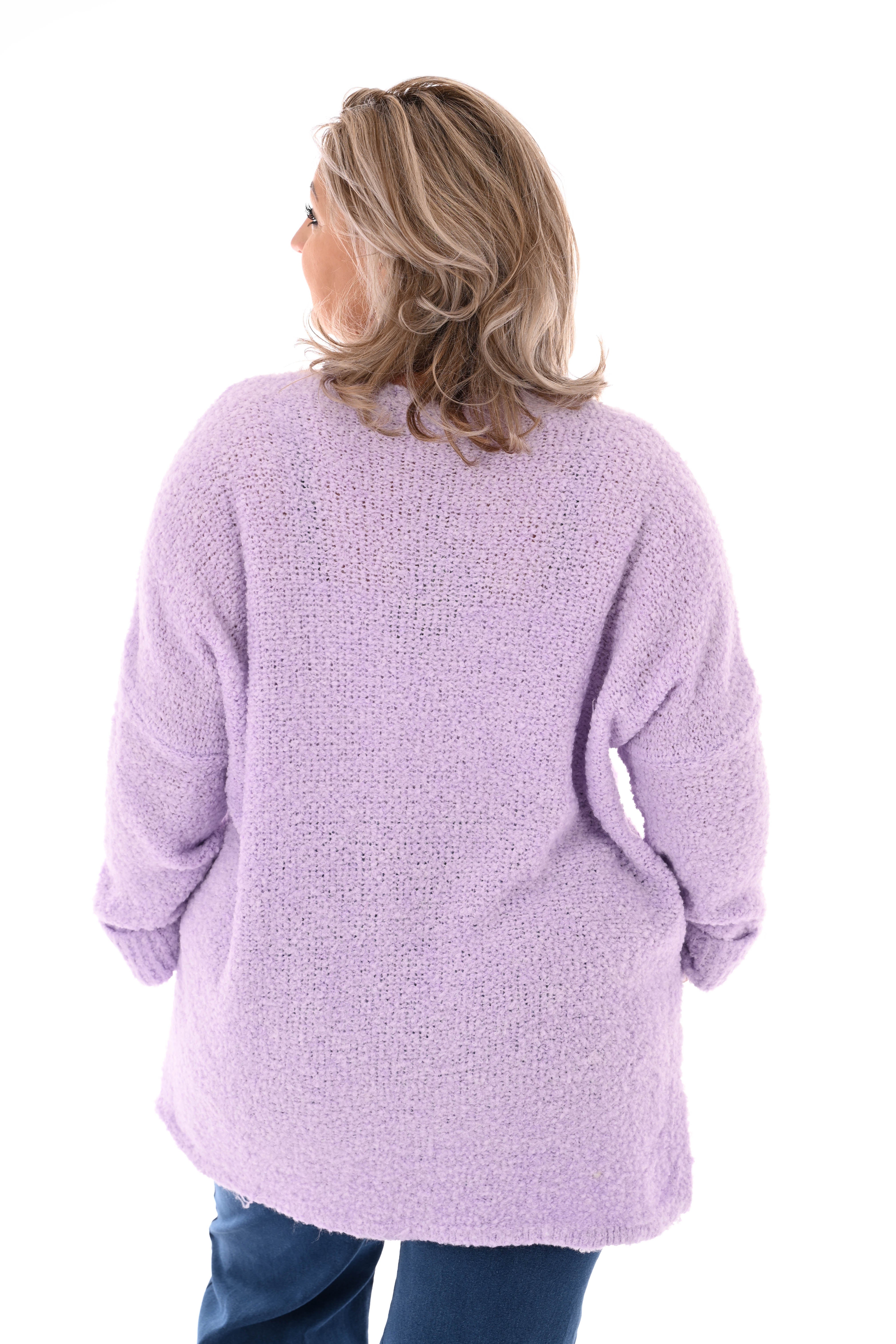 Boucle trui ronde hals lila