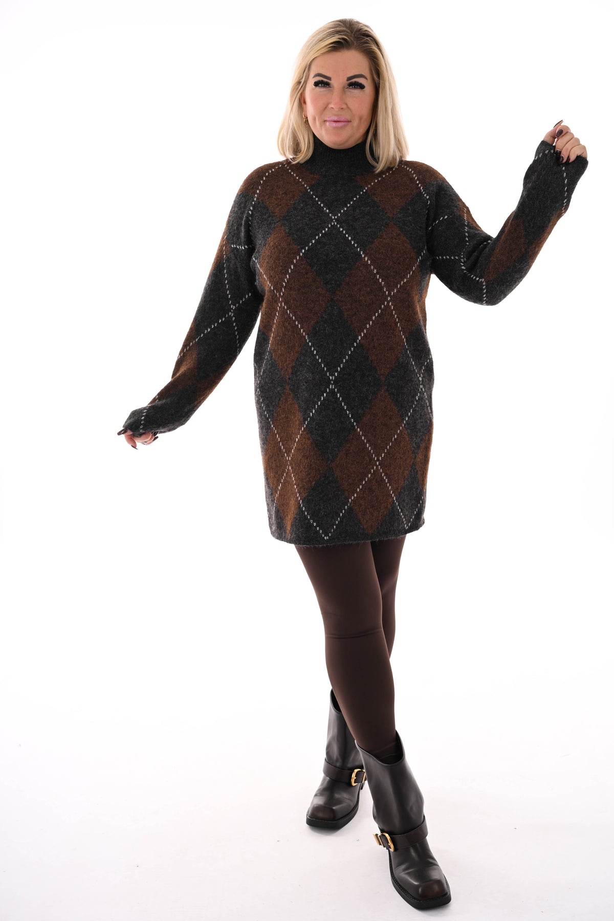 Gebreide jurk patroon antraciet