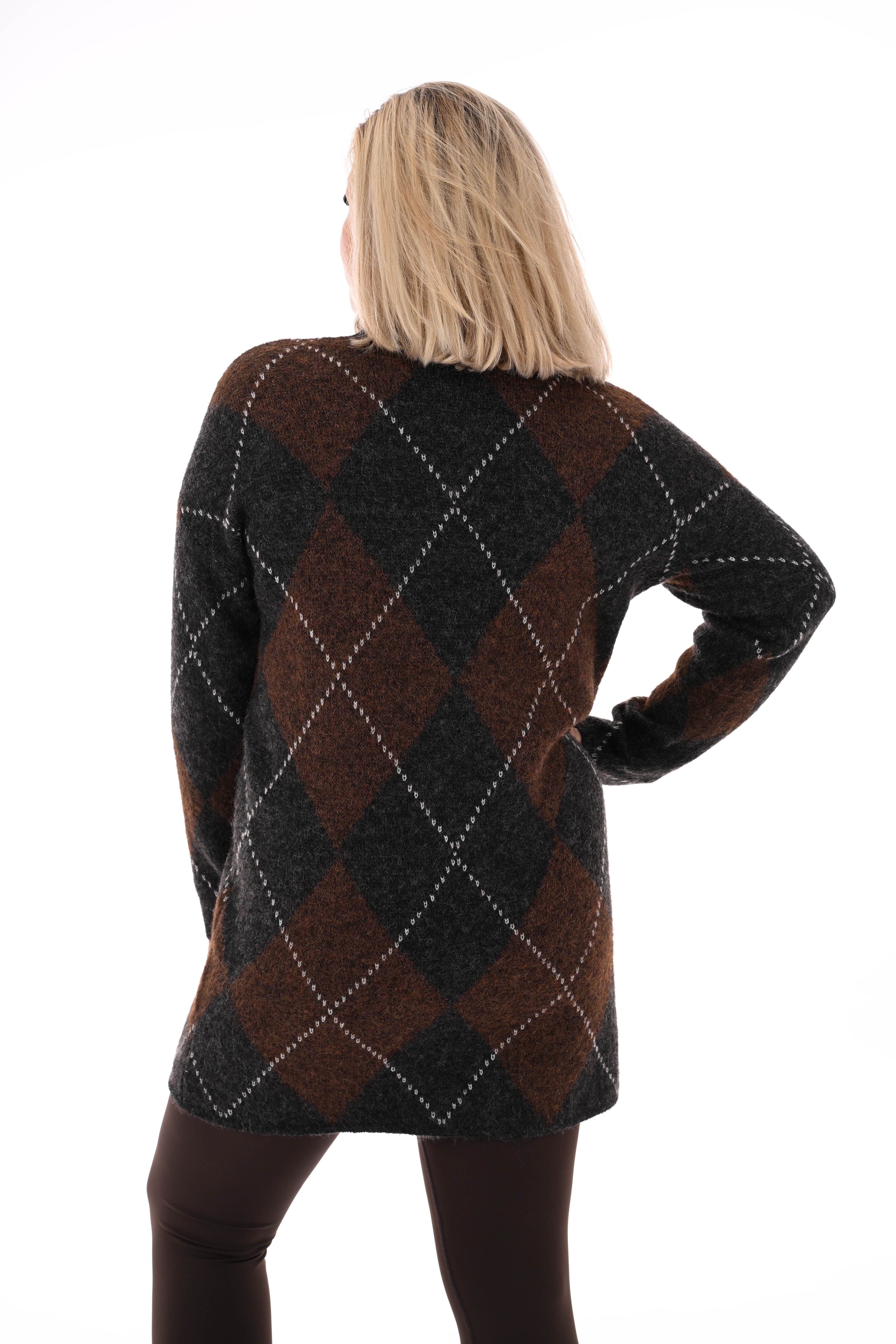 Gebreide jurk patroon antraciet