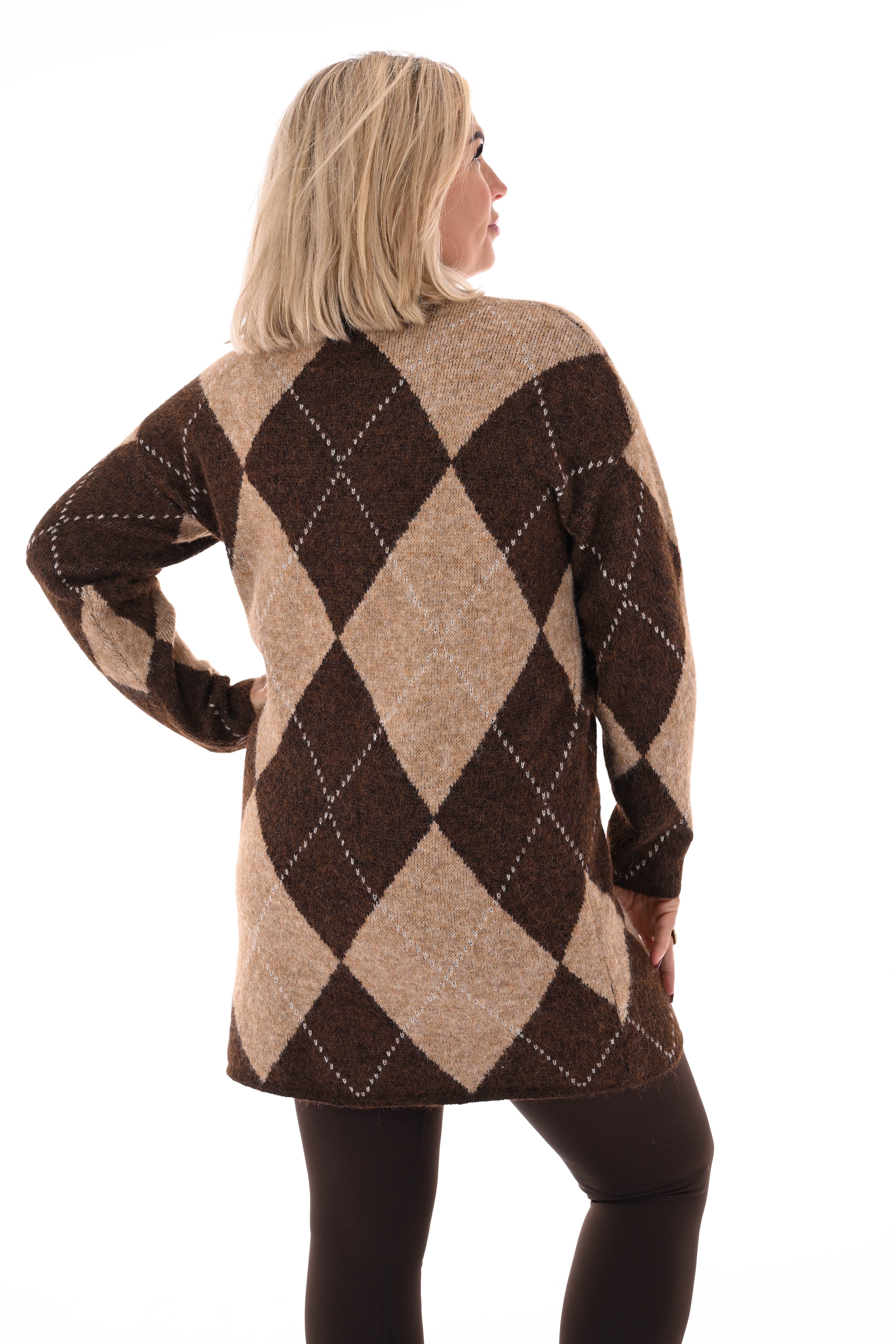 Gebreide jurk patroon beige