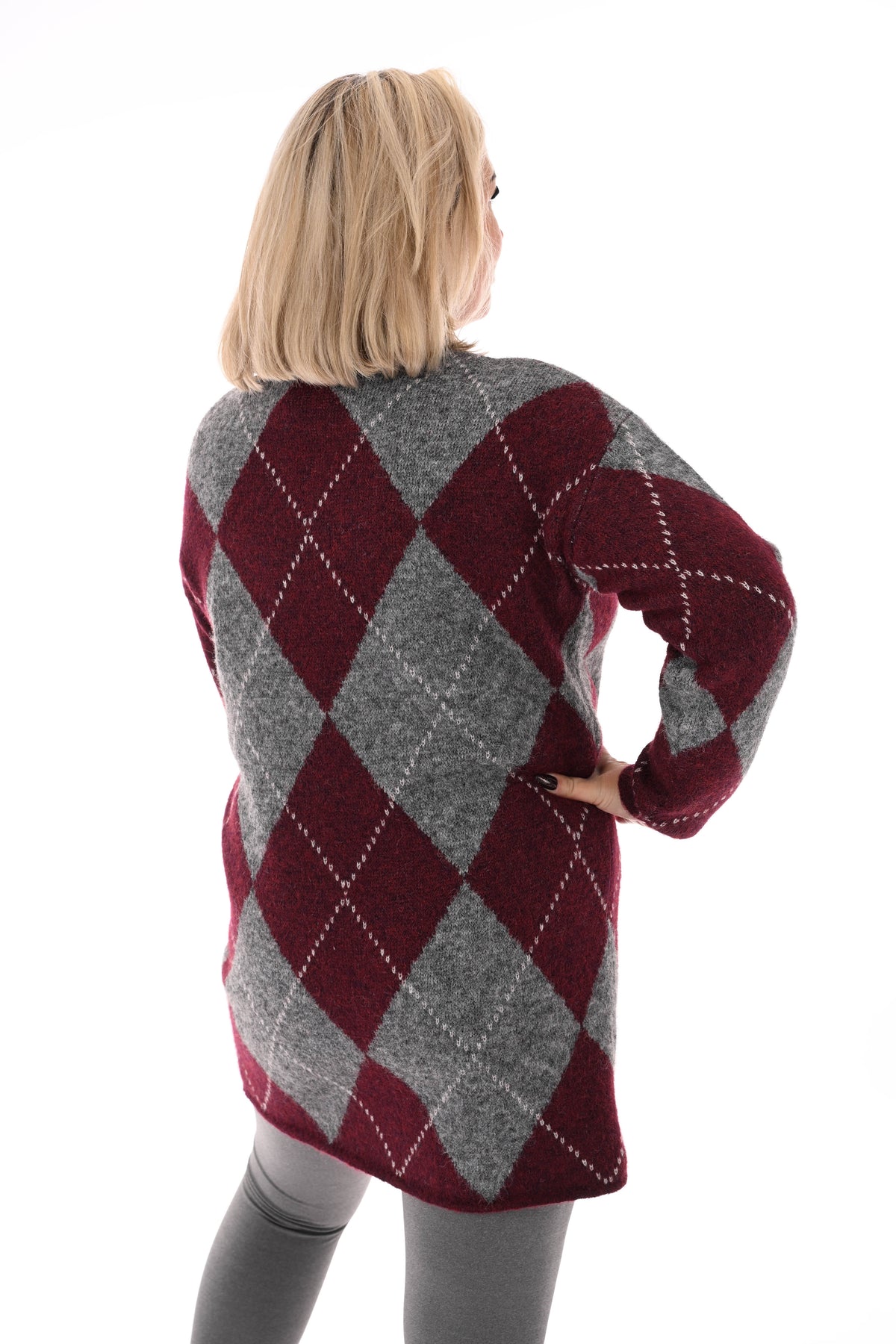 Gebreide jurk patroon bordeaux