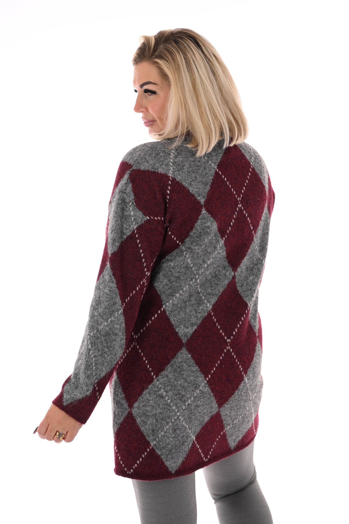 Gebreide jurk patroon bordeaux