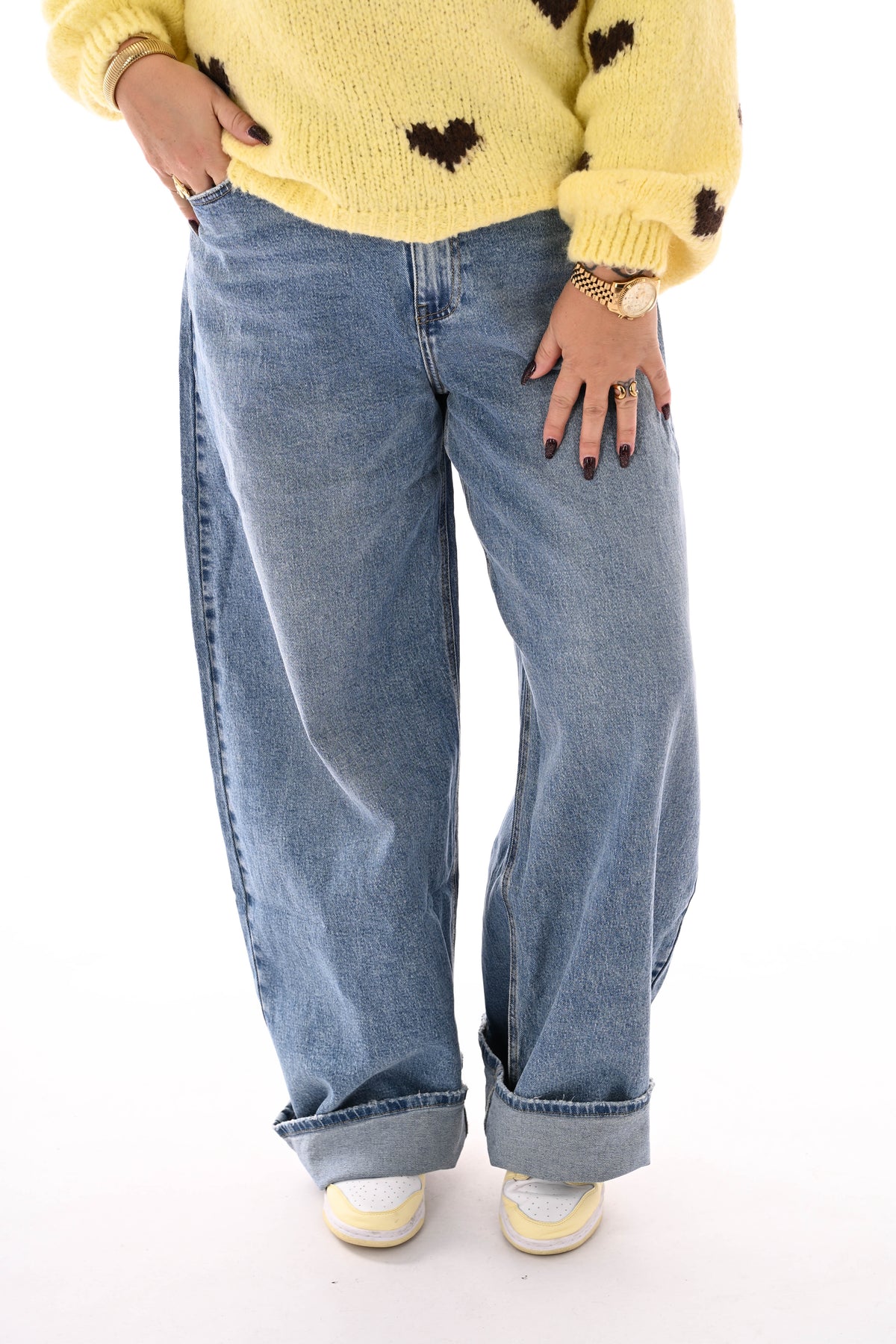 Queen of hearts baggy jeans loosefit blauw